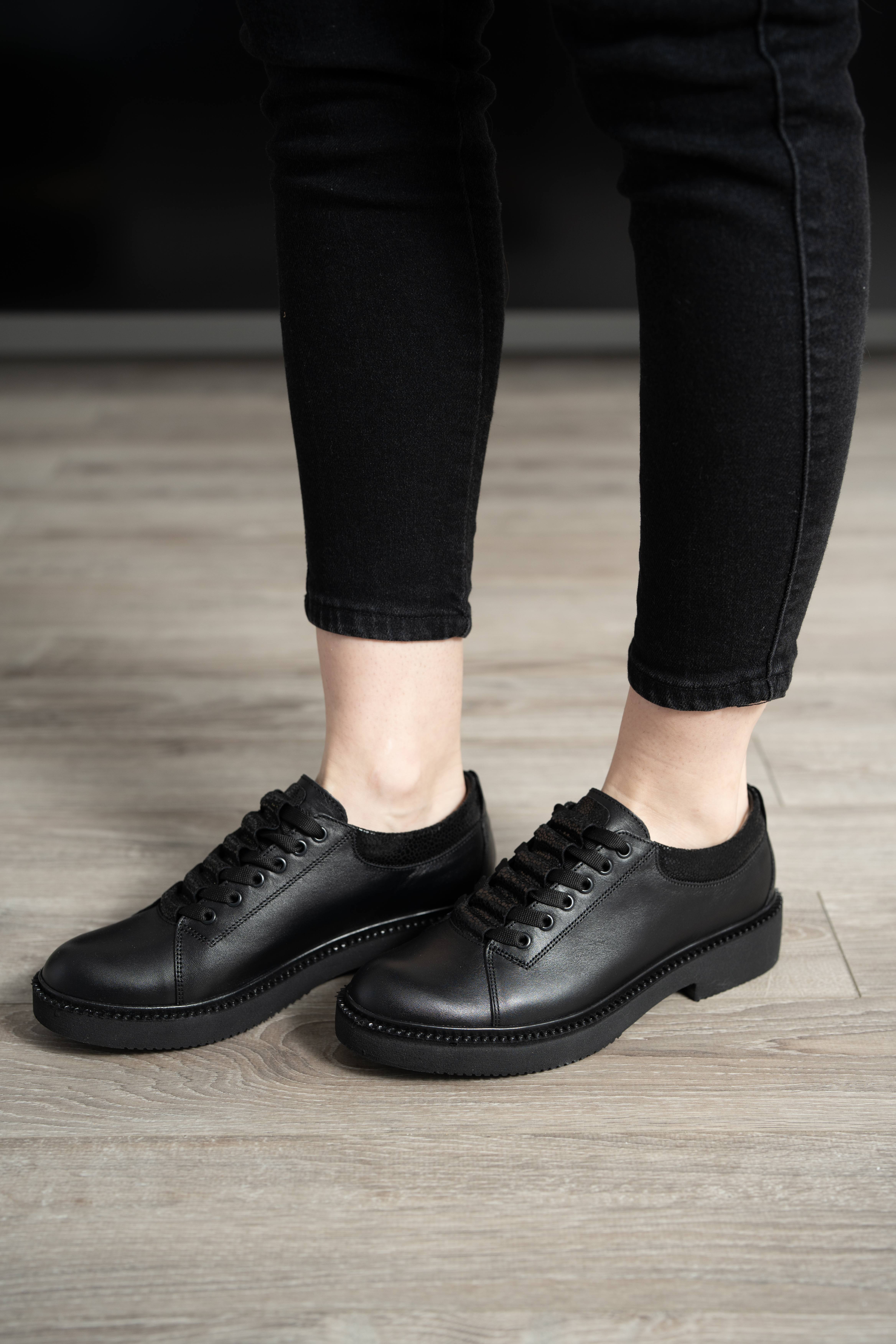 Pantofi casual dama, Glemis, piele naturala - Model: AN-1260-2, Culoare: Negru Sidefat, Marime: 38 (24.9 cm)