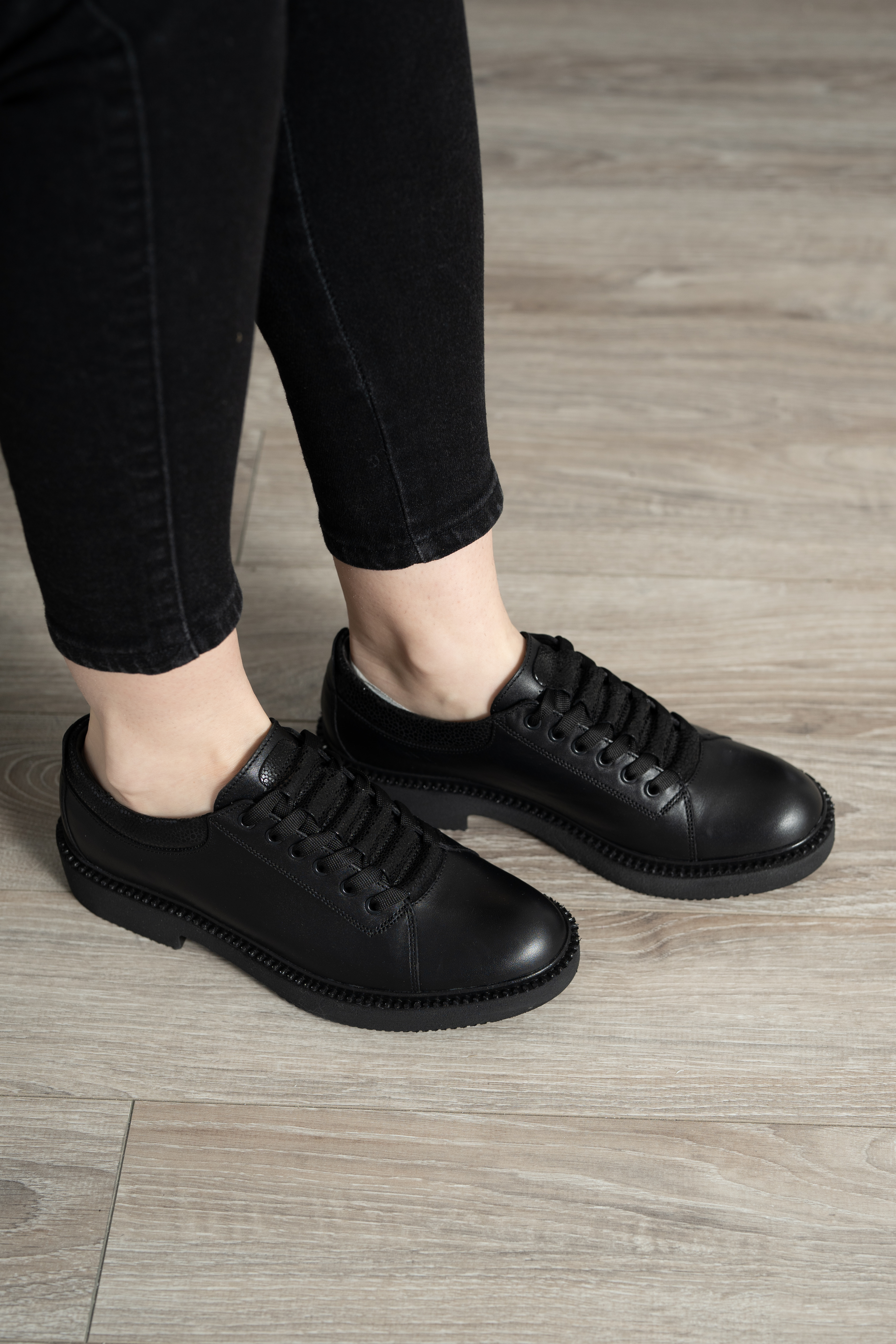 Pantofi casual dama, Glemis, piele naturala - Model: AN-1260-2, Culoare: Negru Sidefat, Marime: 38 (24.9 cm)
