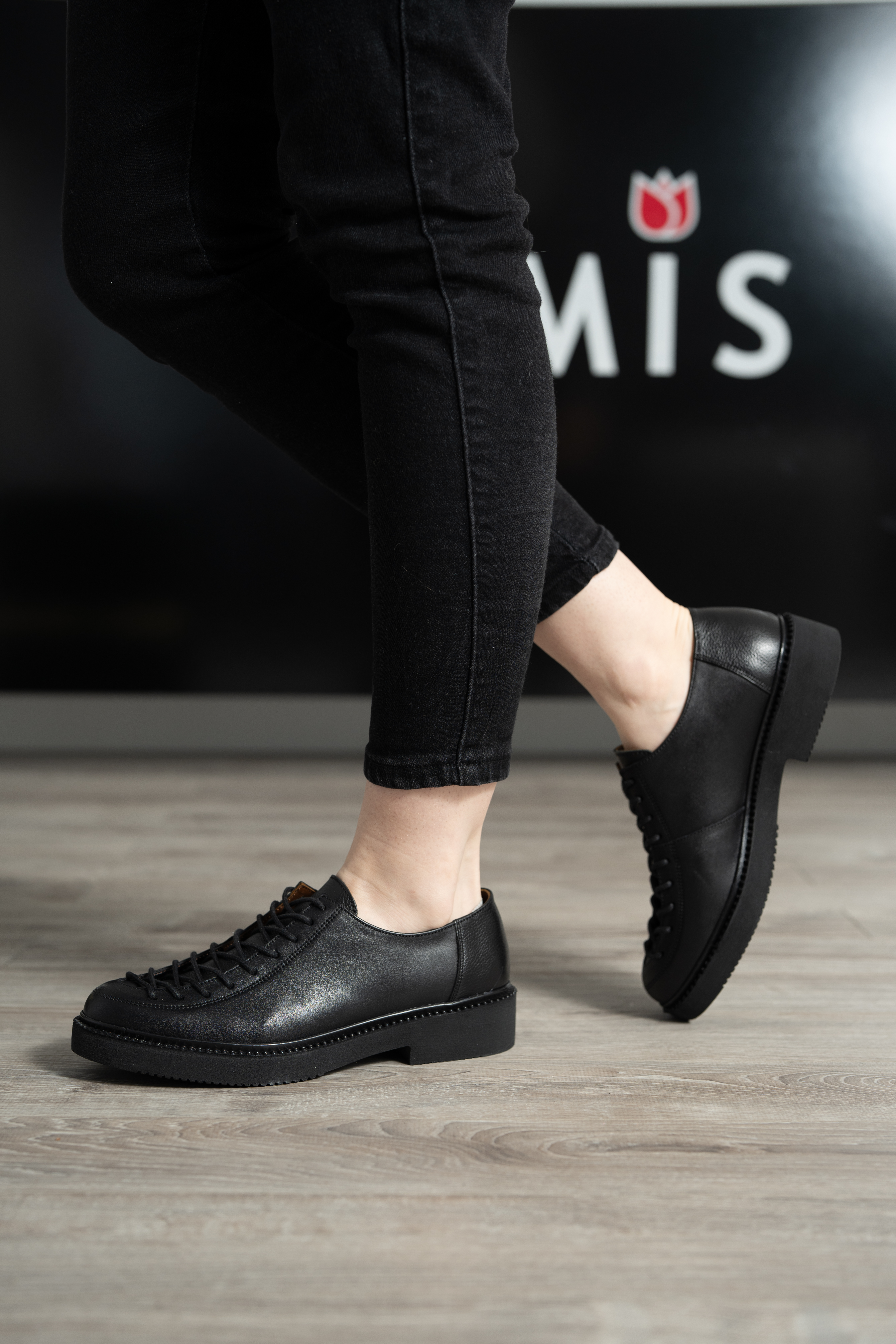 Pantofi casual dama, Glemis, piele naturala - Model: AN-1405-1, Culoare: Negru, Marime: 38 (24.6 cm)