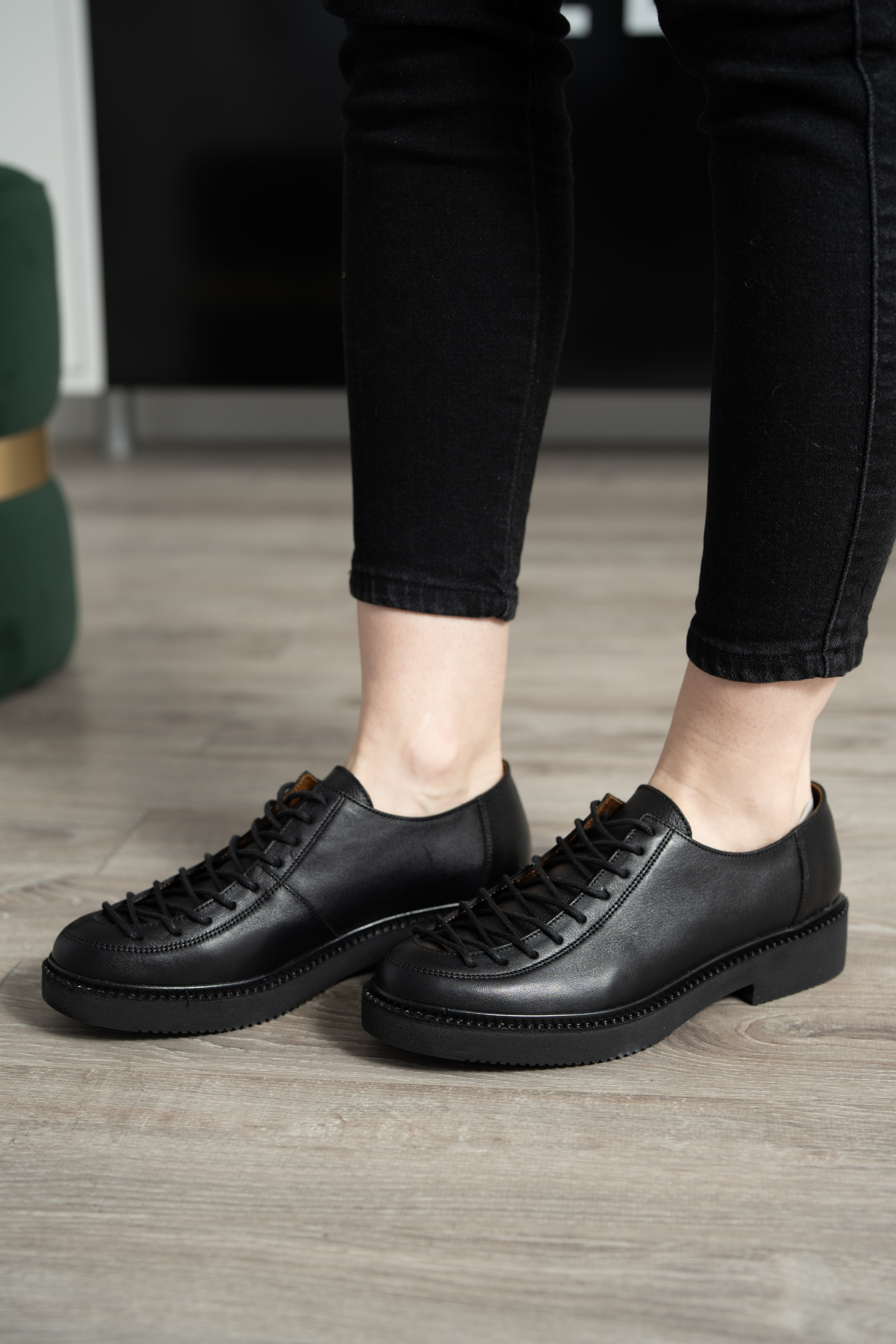 Pantofi casual dama, Glemis, piele naturala - Model: AN-1405-1, Culoare: Negru, Marime: 38 (24.6 cm)