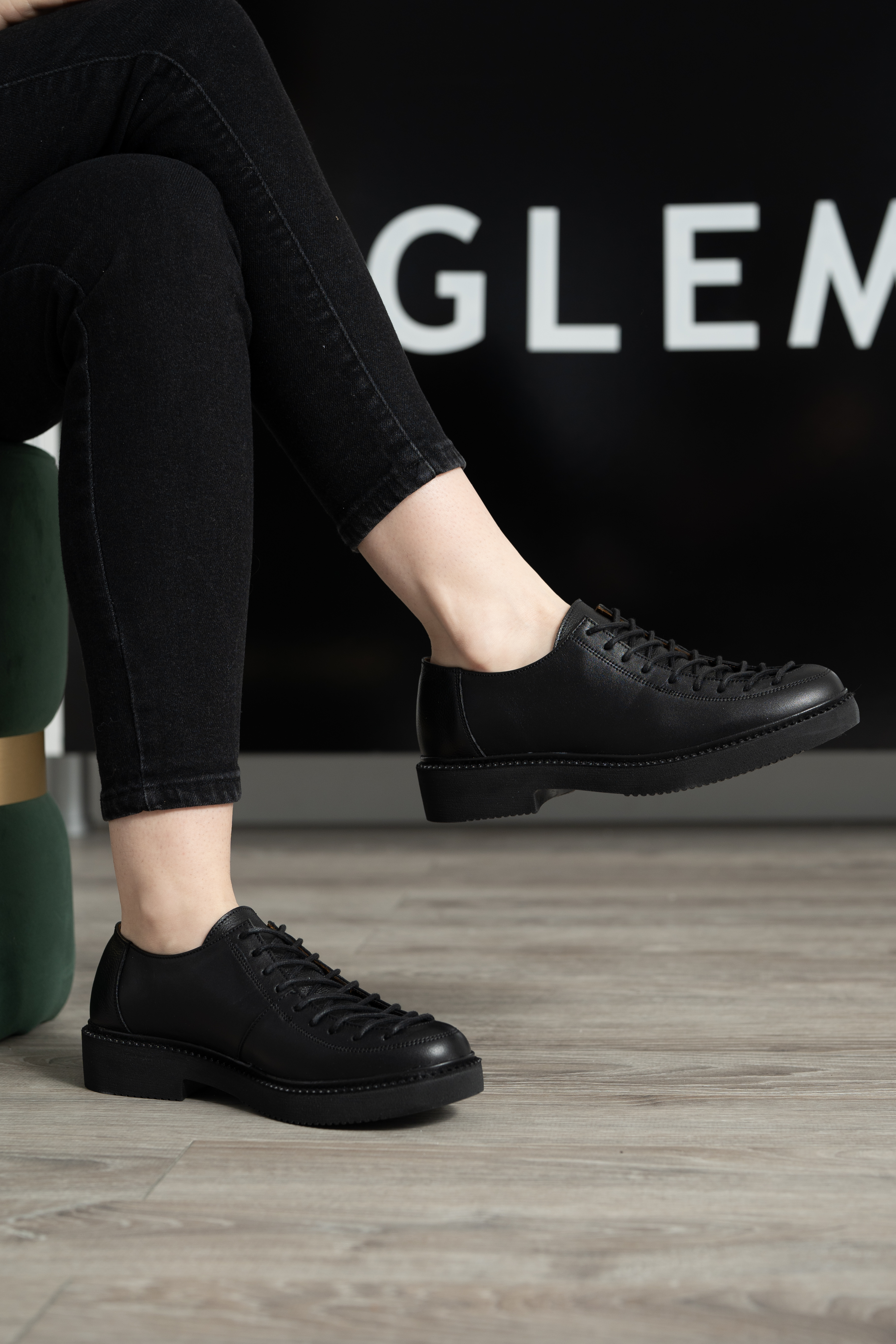 Pantofi casual dama, Glemis, piele naturala - Model: AN-1405-1, Culoare: Negru, Marime: 38 (24.6 cm)
