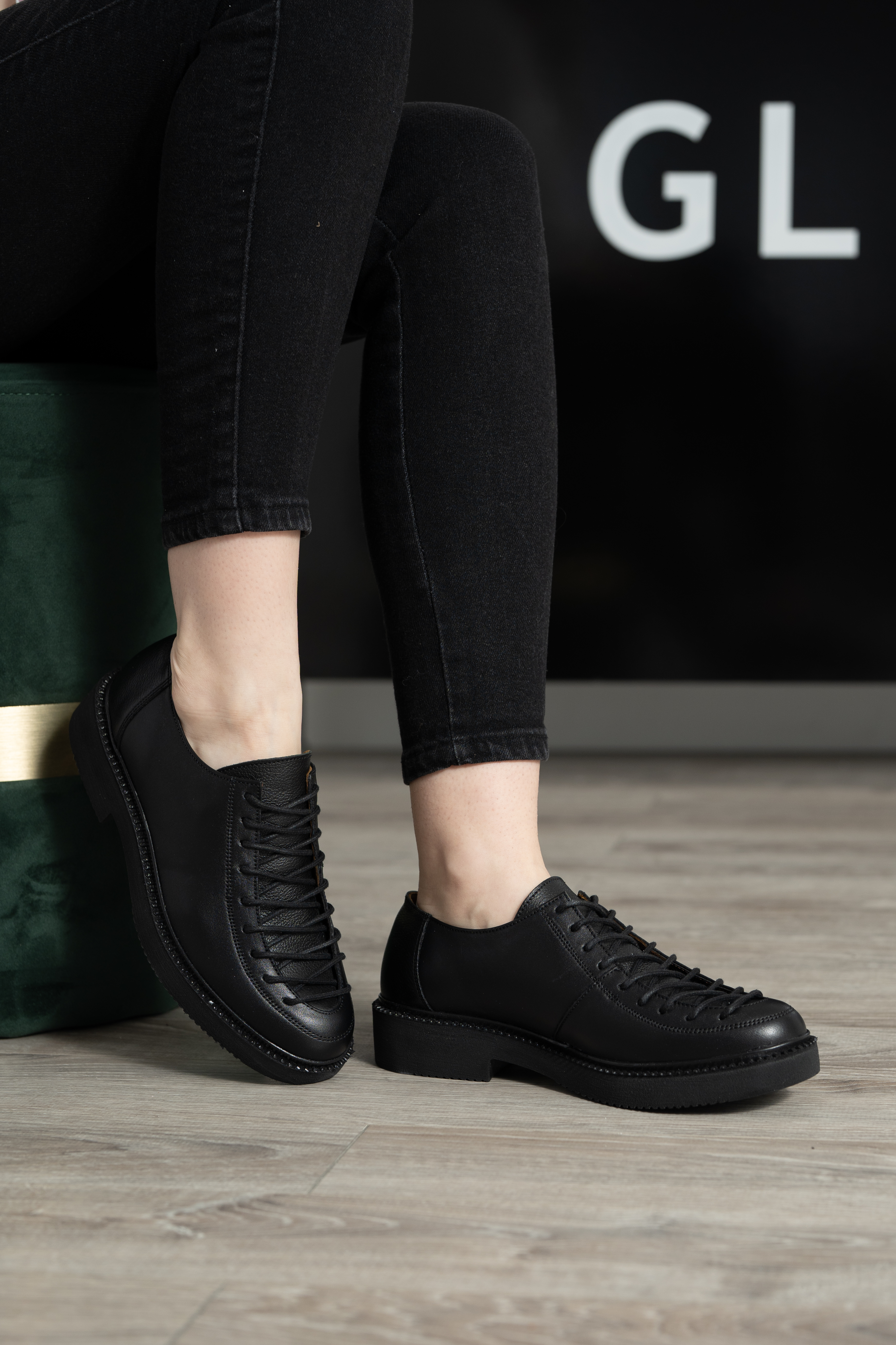 Pantofi casual dama, Glemis, piele naturala - Model: AN-1405-1, Culoare: Negru, Marime: 38 (24.6 cm)