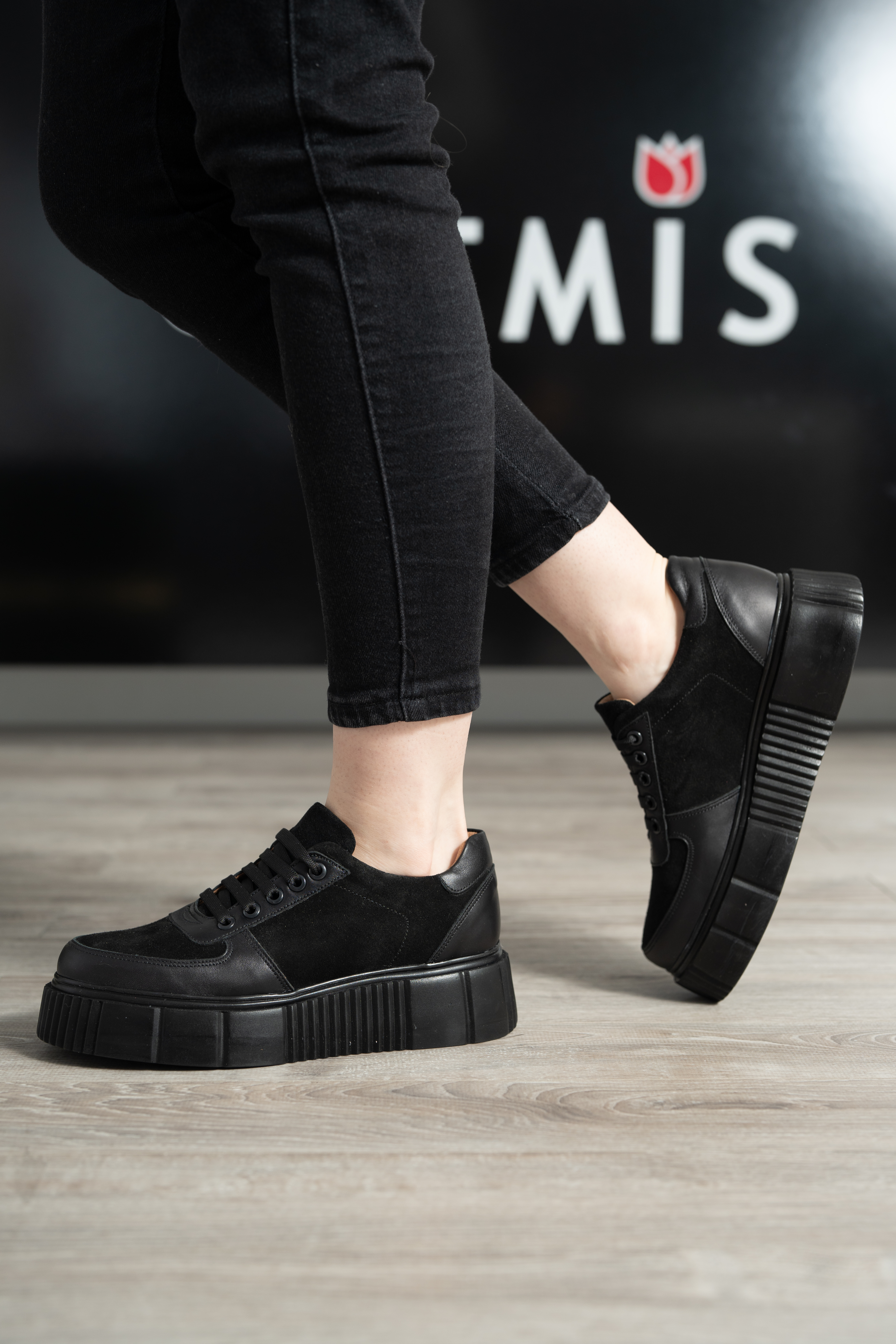 Pantofi casual dama, Glemis, piele naturala - Model: AN-1475, Culoare: Negru Velur, Marime: 40 (26.1 cm)