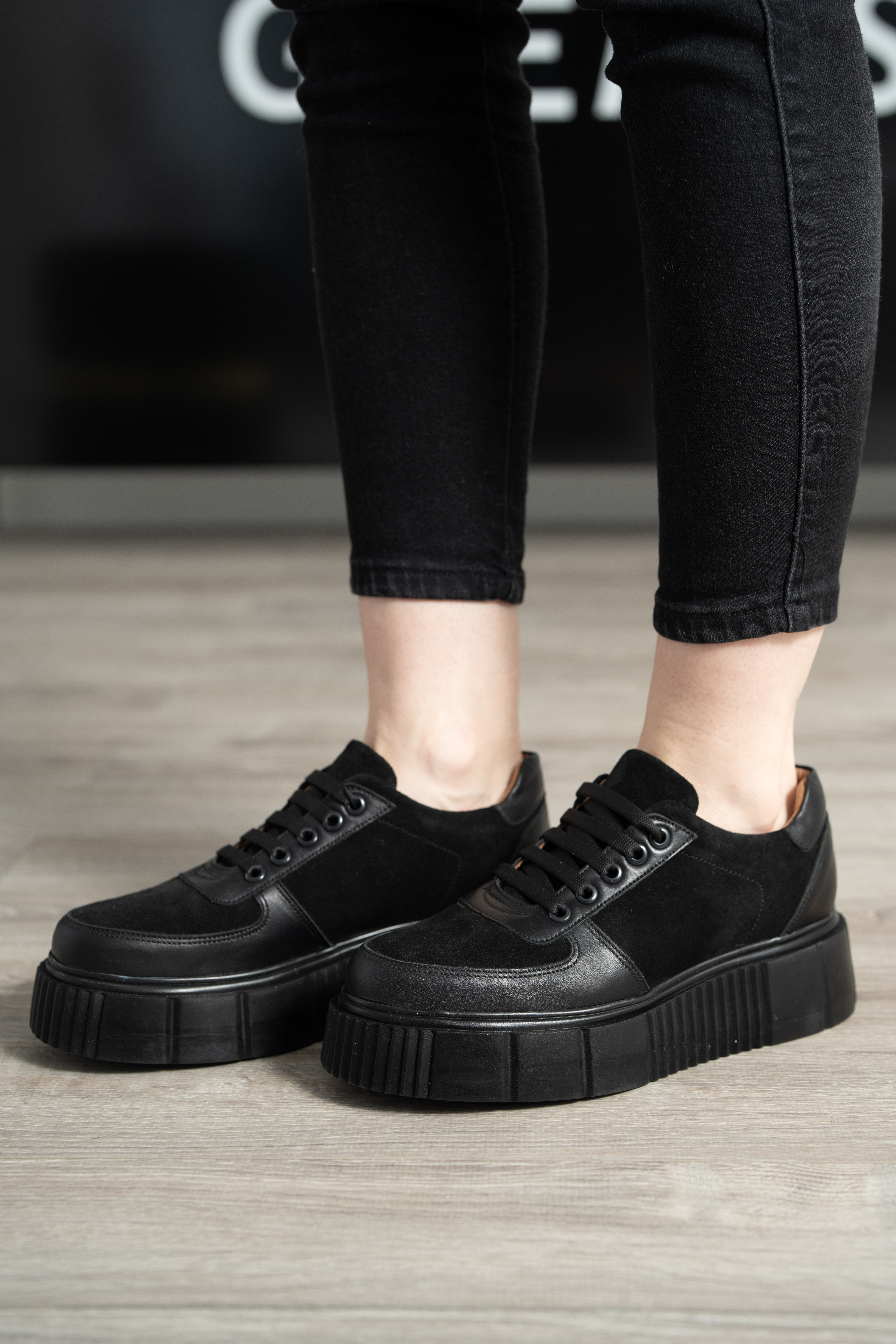 Pantofi casual dama, Glemis, piele naturala - Model: AN-1475, Culoare: Negru Velur, Marime: 40 (26.1 cm)