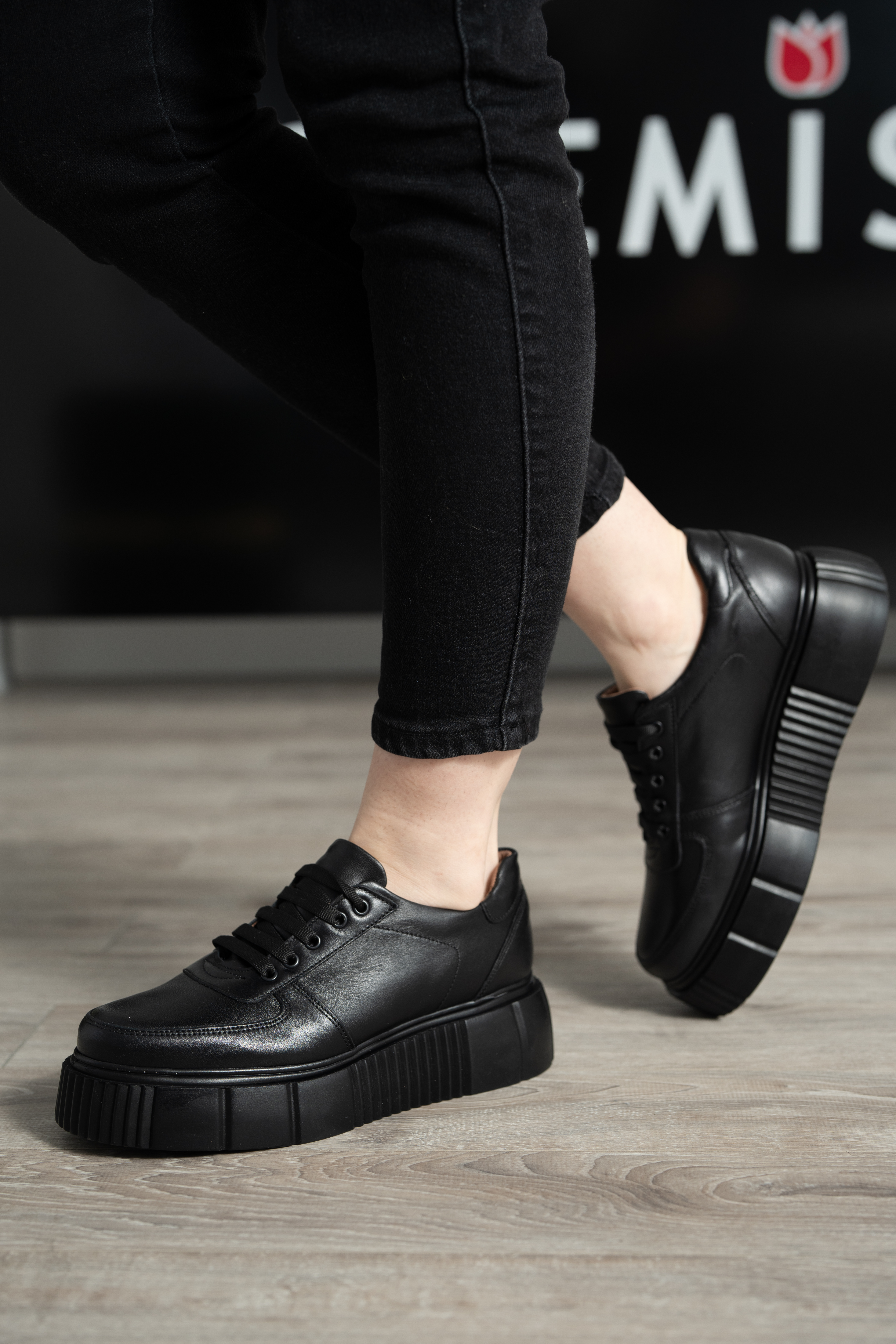 Pantofi casual dama, Glemis, piele naturala - Model: AN-1475, Culoare: Negru, Marime: 38 (25 cm)