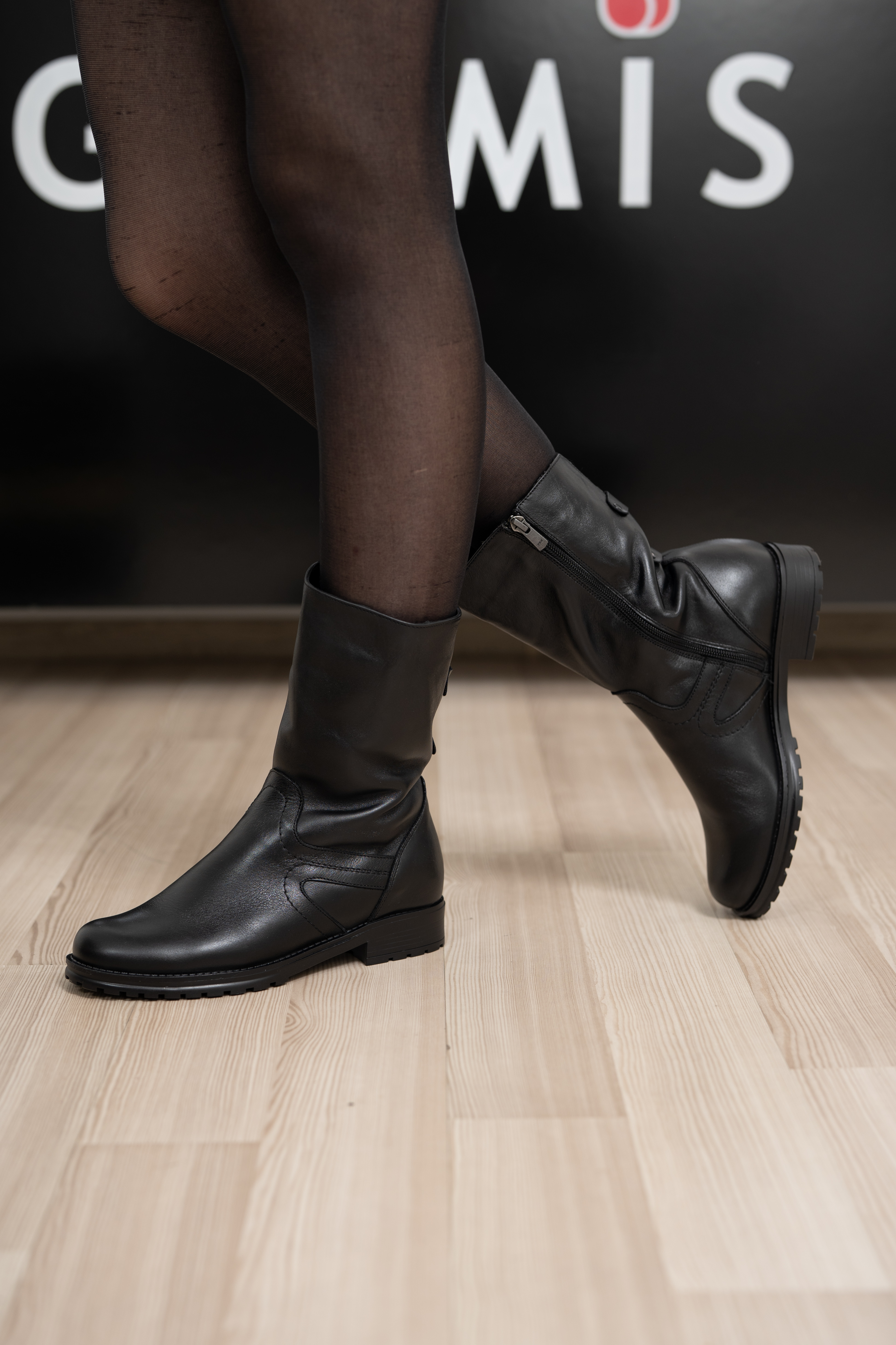 Cizme dama calpod lat, Glemis, piele naturala - Cod: AS-1920, Culoare: Negru Box, Marime: 38 (25.4 cm)