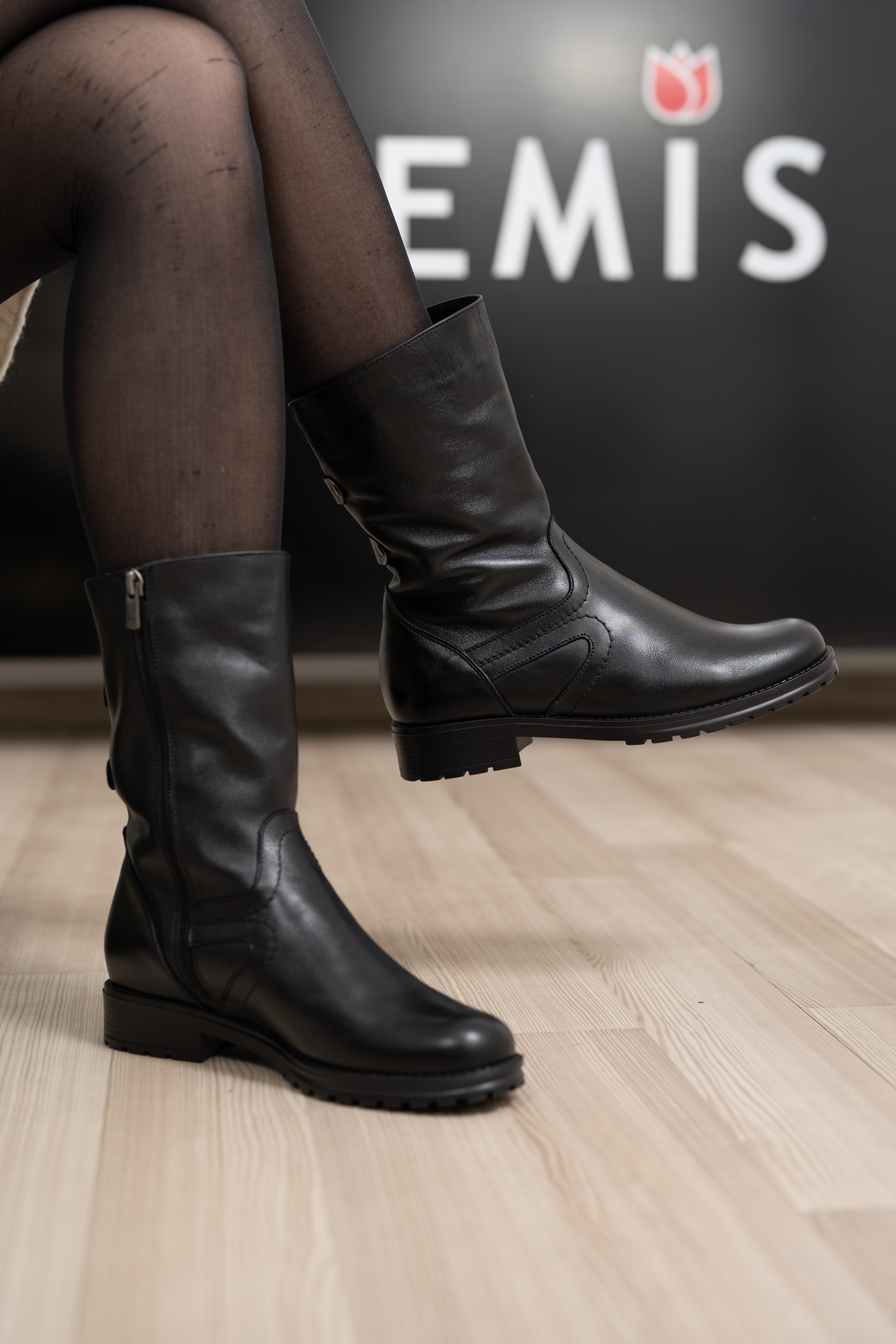 Cizme dama calpod lat, Glemis, piele naturala - Cod: AS-1920, Culoare: Negru Box, Marime: 38 (25.4 cm)