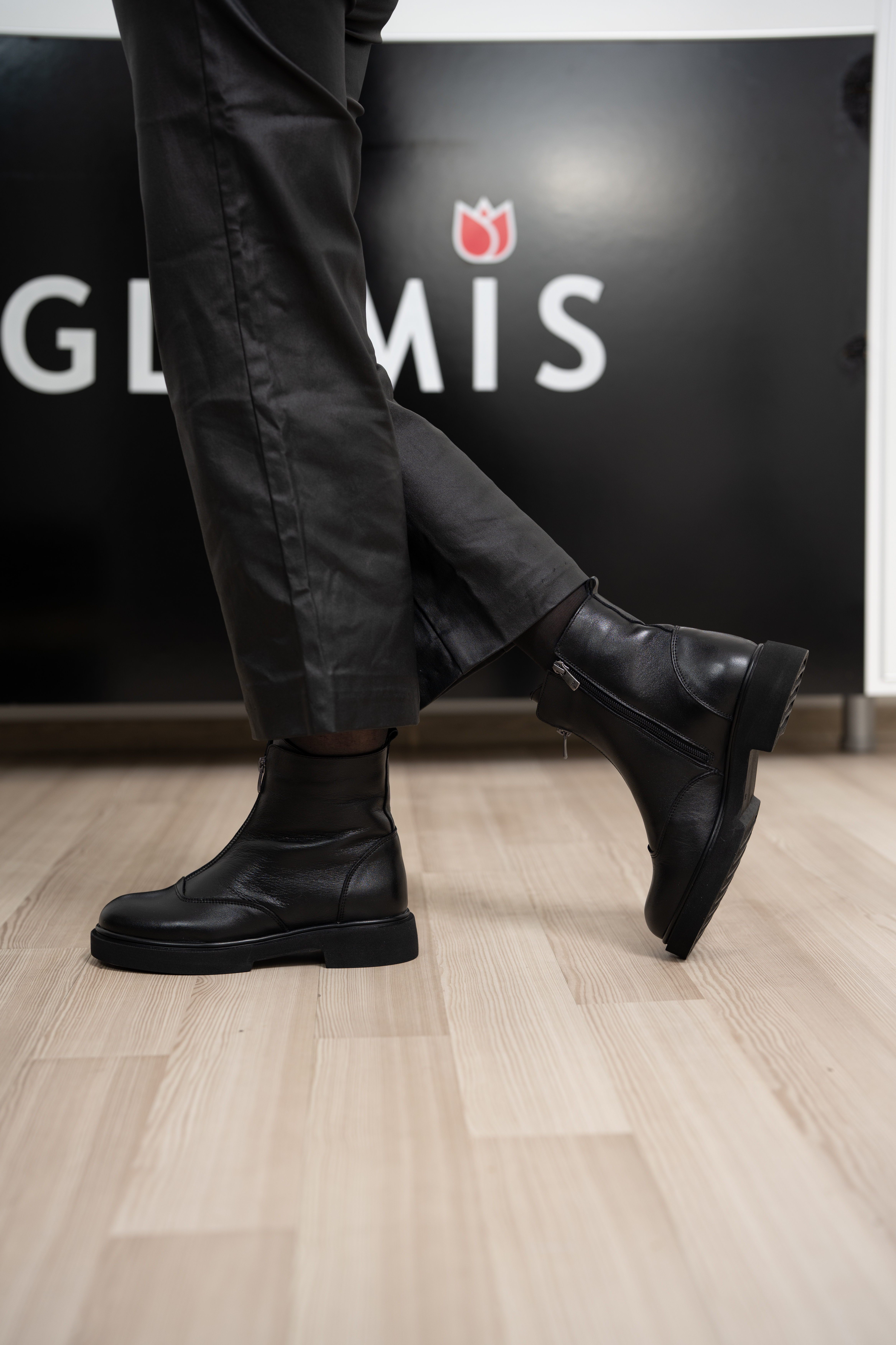 Ghete dama, Glemis, piele naturala - Cod: AS-2327, Culoare: Negru Box, Marime: 38 (25.1 cm)