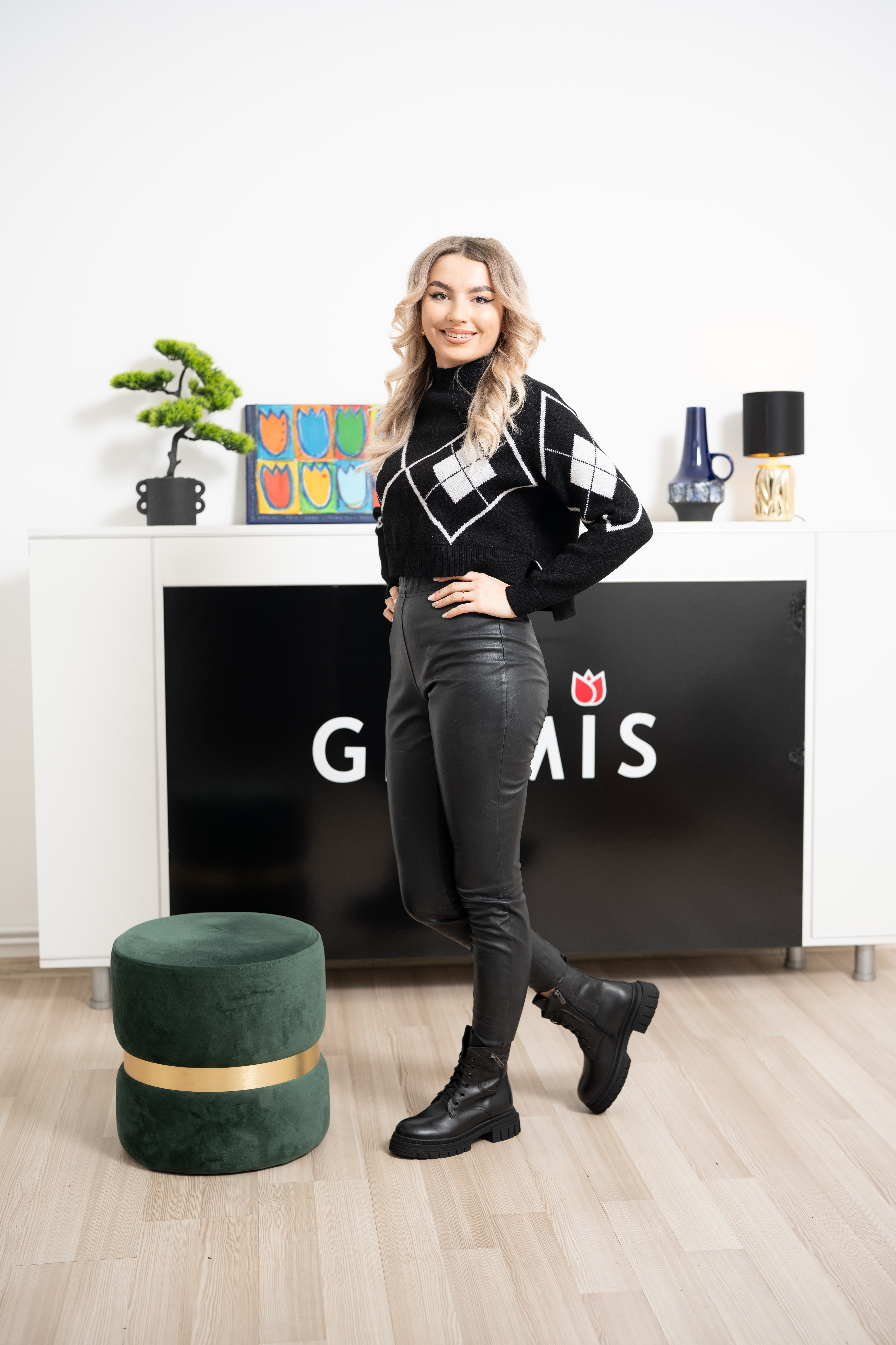 Ghete dama, Glemis, piele naturala - Cod: AS-2404, Culoare: Negru Box, Marime: 38 (24.8 cm)