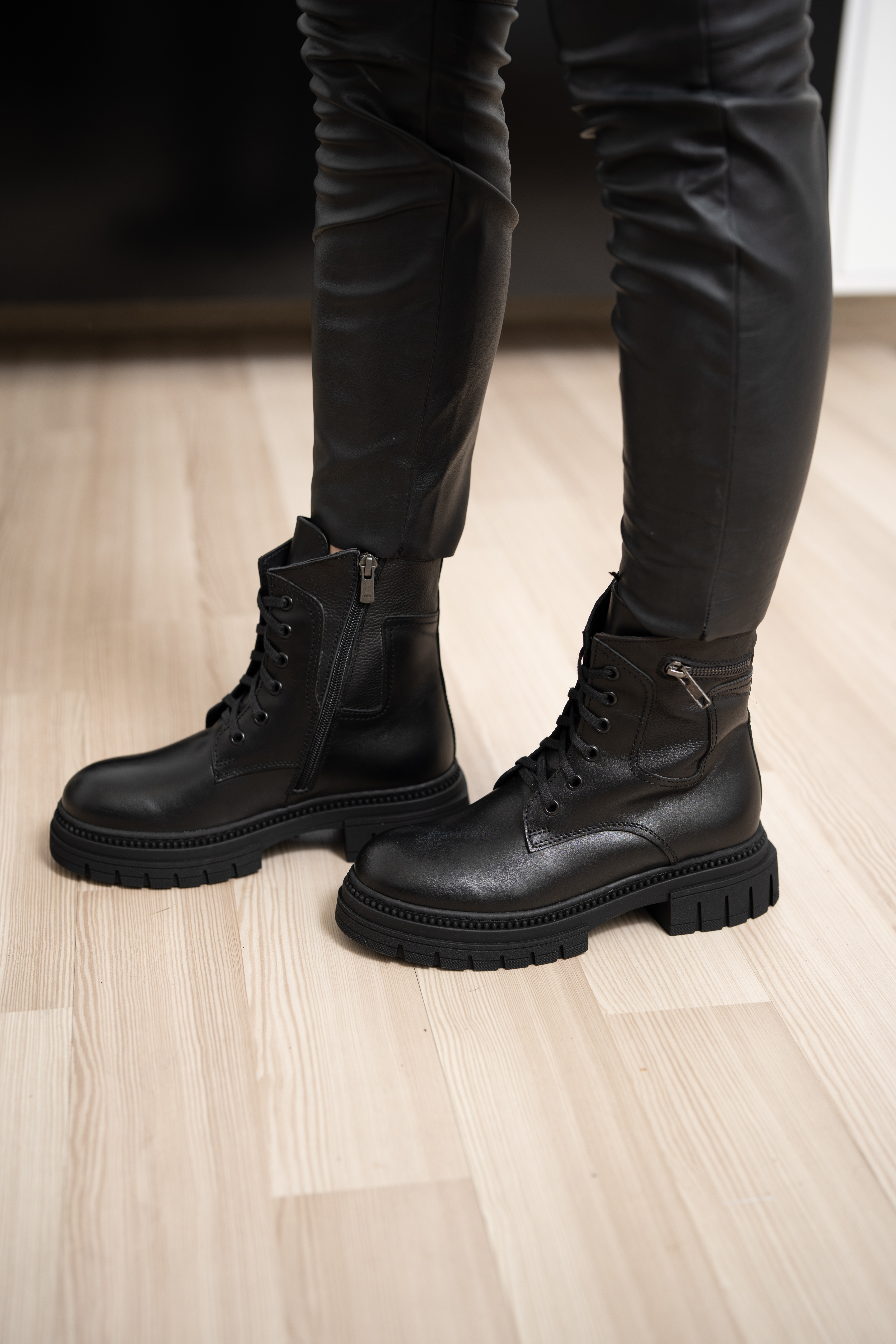 Ghete dama, Glemis, piele naturala - Cod: AS-2404, Culoare: Negru Box, Marime: 38 (24.8 cm)