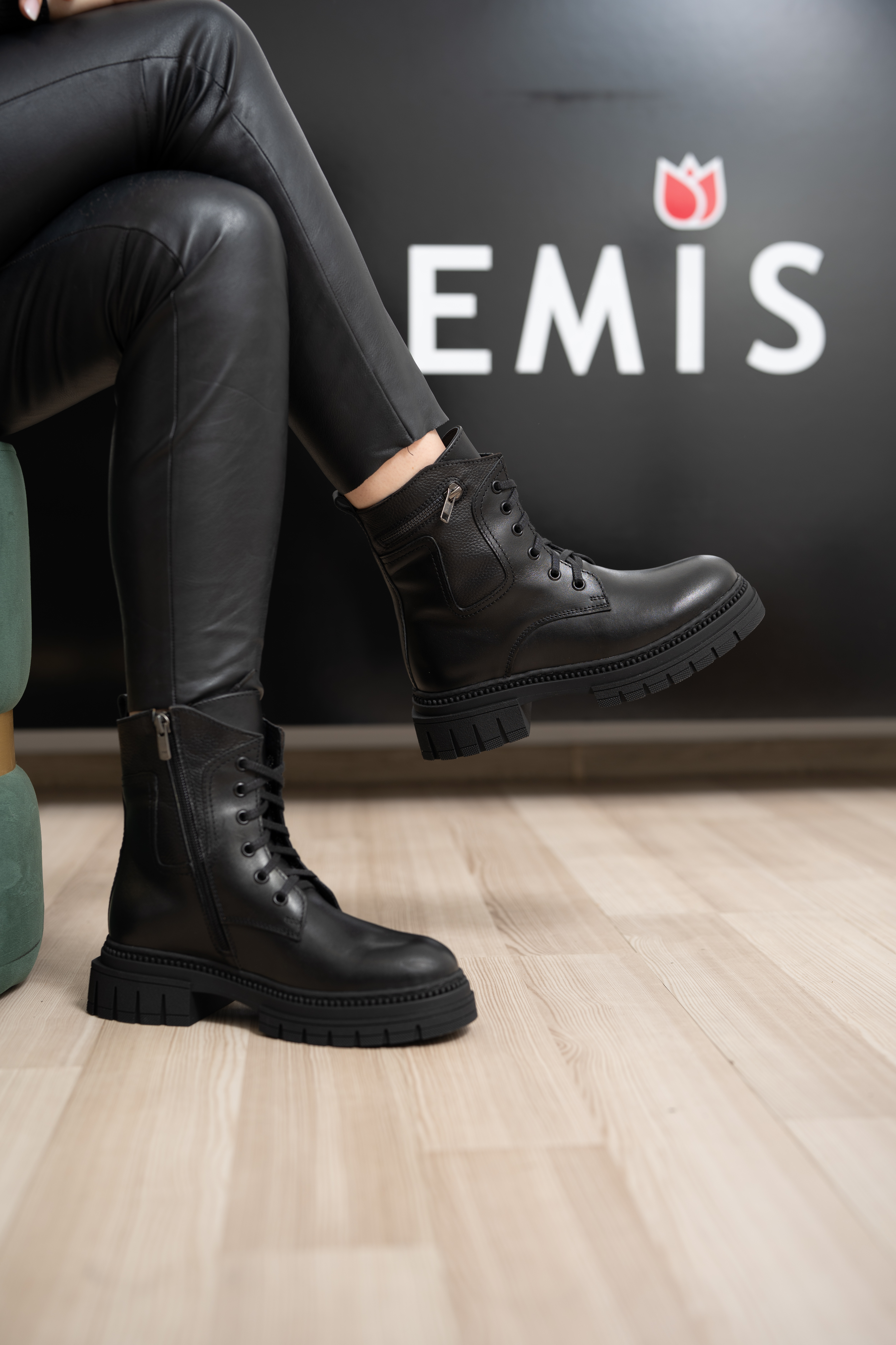 Ghete dama, Glemis, piele naturala - Cod: AS-2404, Culoare: Negru Box, Marime: 38 (24.8 cm)