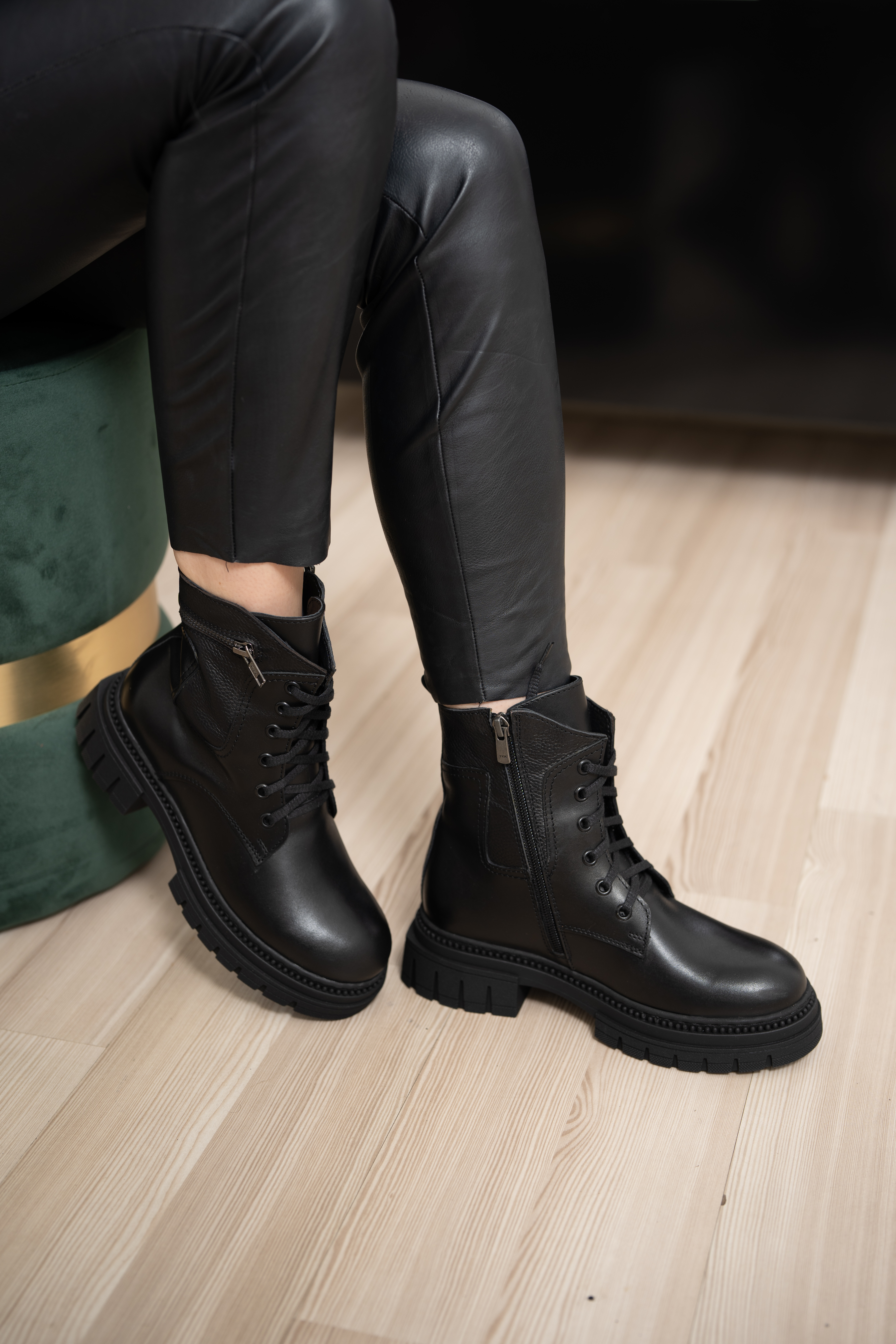 Ghete dama, Glemis, piele naturala - Cod: AS-2404, Culoare: Negru Box, Marime: 38 (24.8 cm)