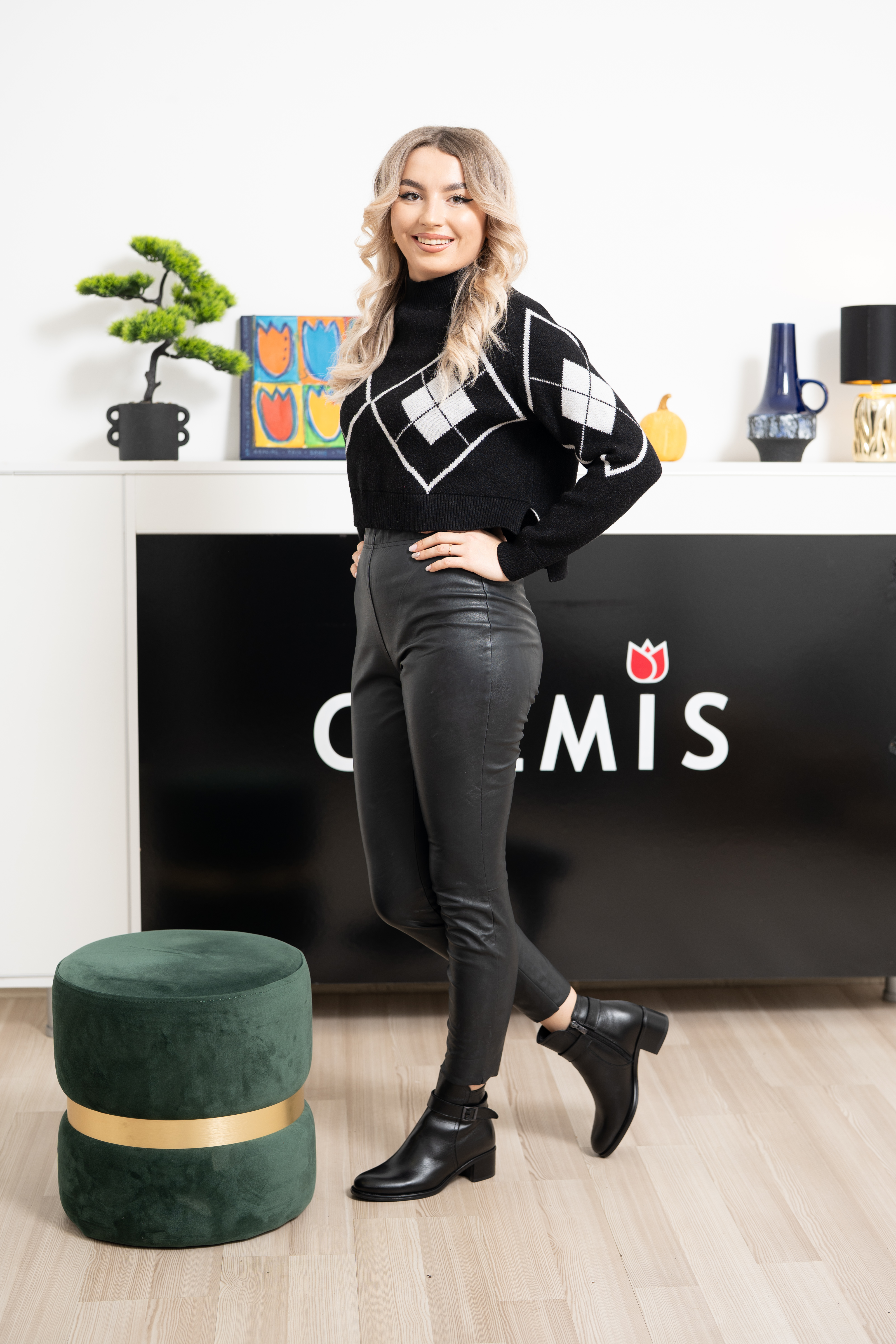 Ghete dama, Glemis, piele naturala - Cod: AS-2406, Culoare: Negru Box, Marime: 38 (25.4 cm)