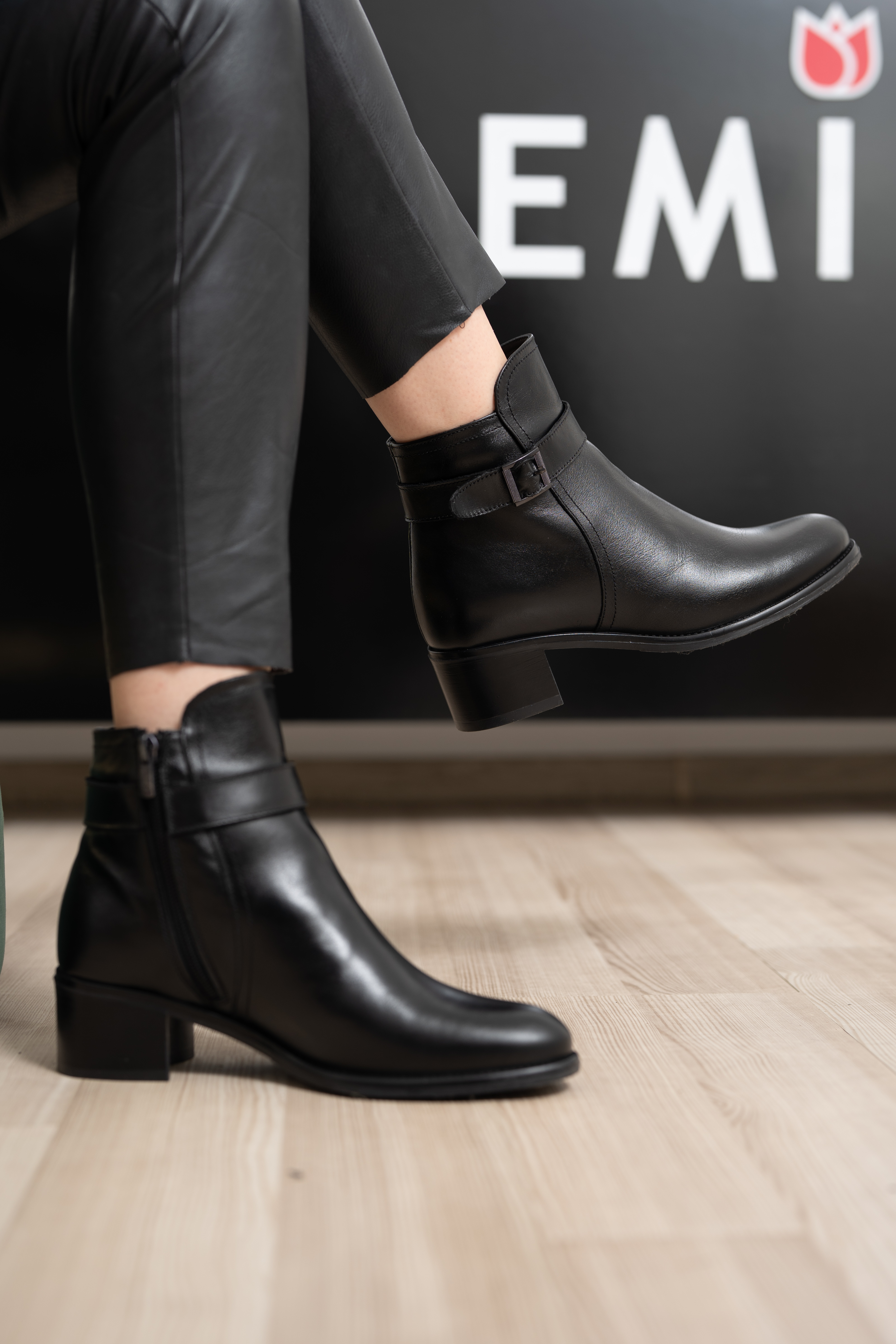 Ghete dama, Glemis, piele naturala - Cod: AS-2406, Culoare: Negru Box, Marime: 38 (25.4 cm)