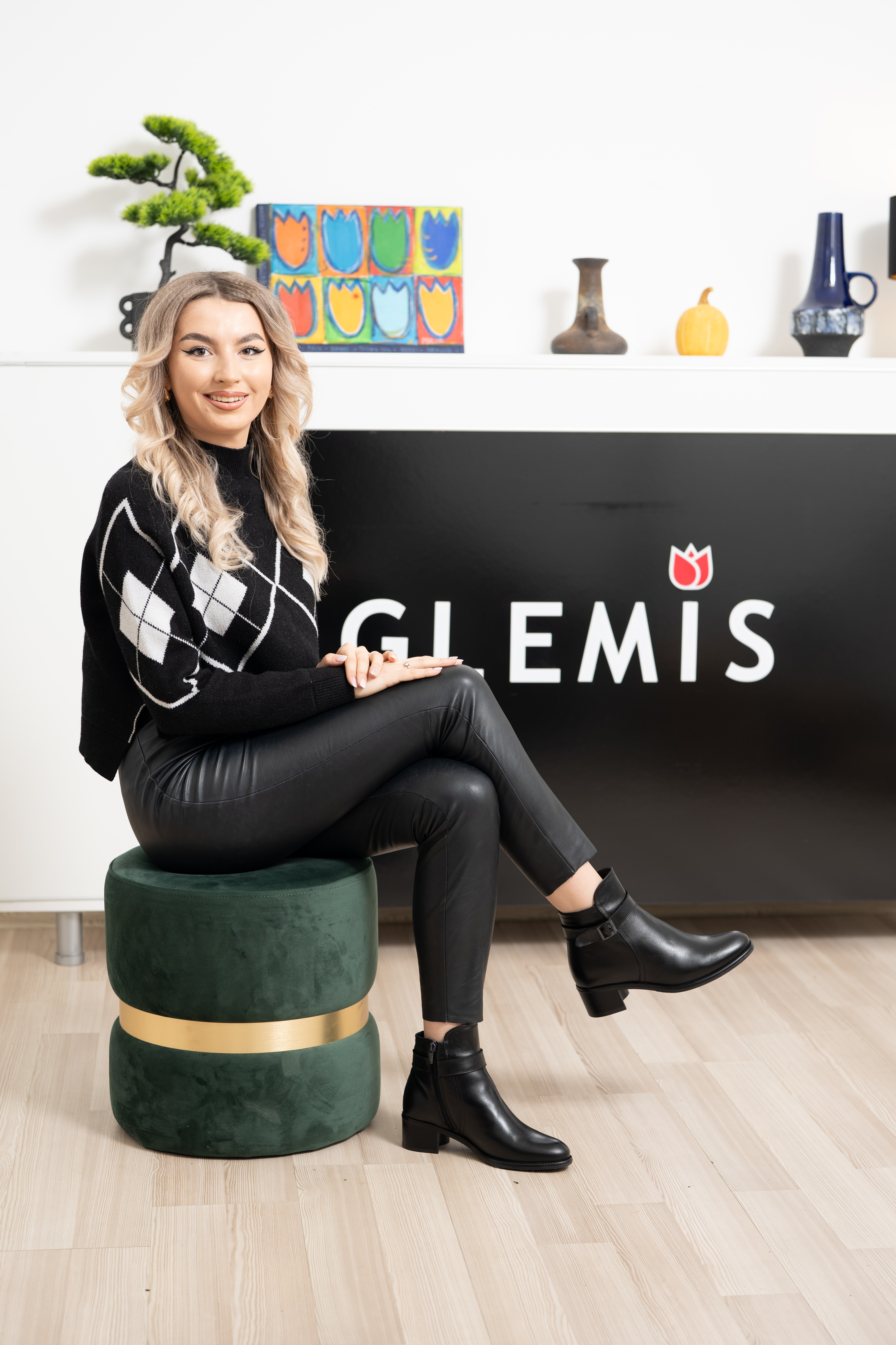 Ghete dama, Glemis, piele naturala - Cod: AS-2406, Culoare: Negru Box, Marime: 38 (25.4 cm)