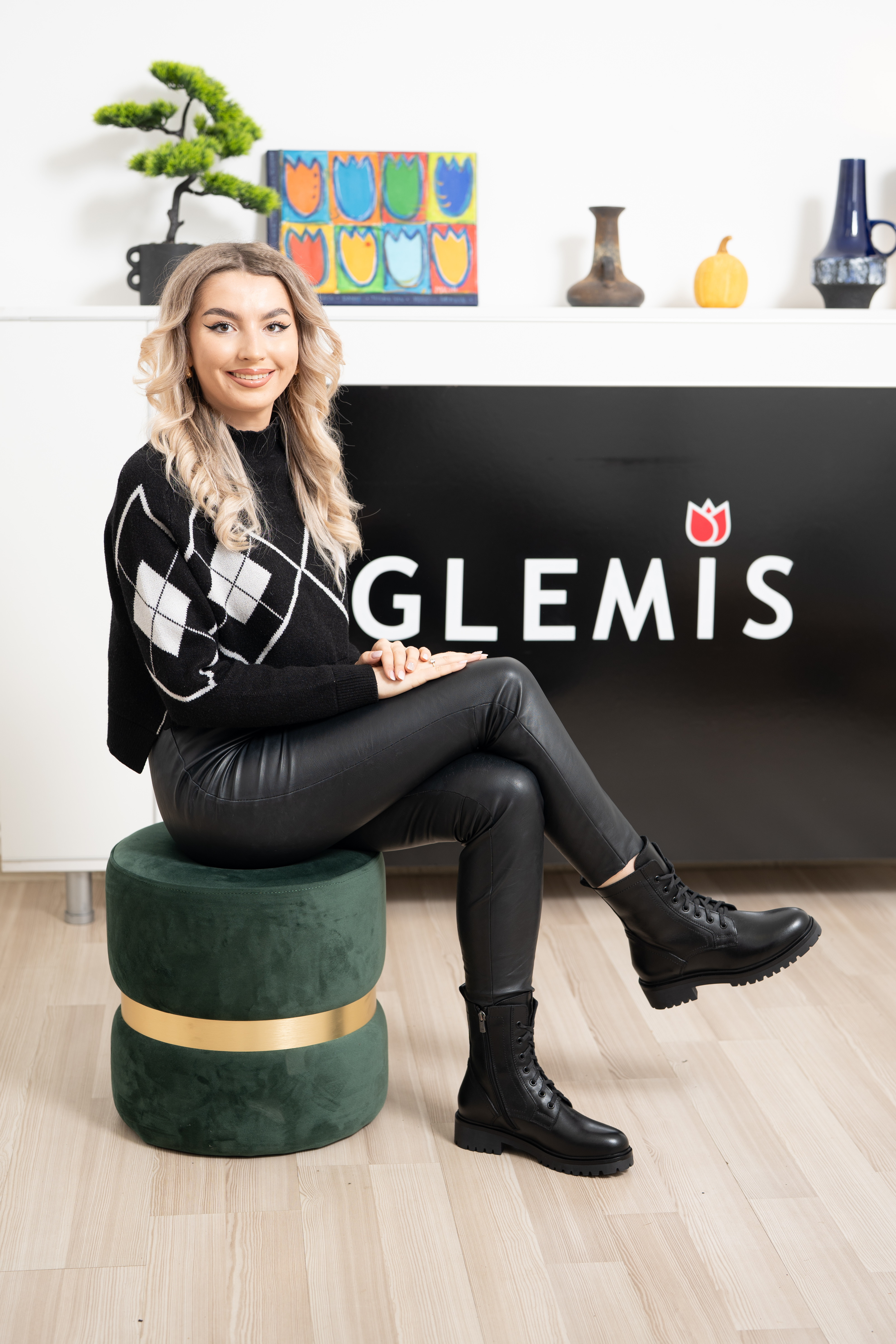 Ghete dama inalte, Glemis, piele naturala - Cod: AS-2415, Culoare: Negru Box, Marime: 37 (24.4 cm)