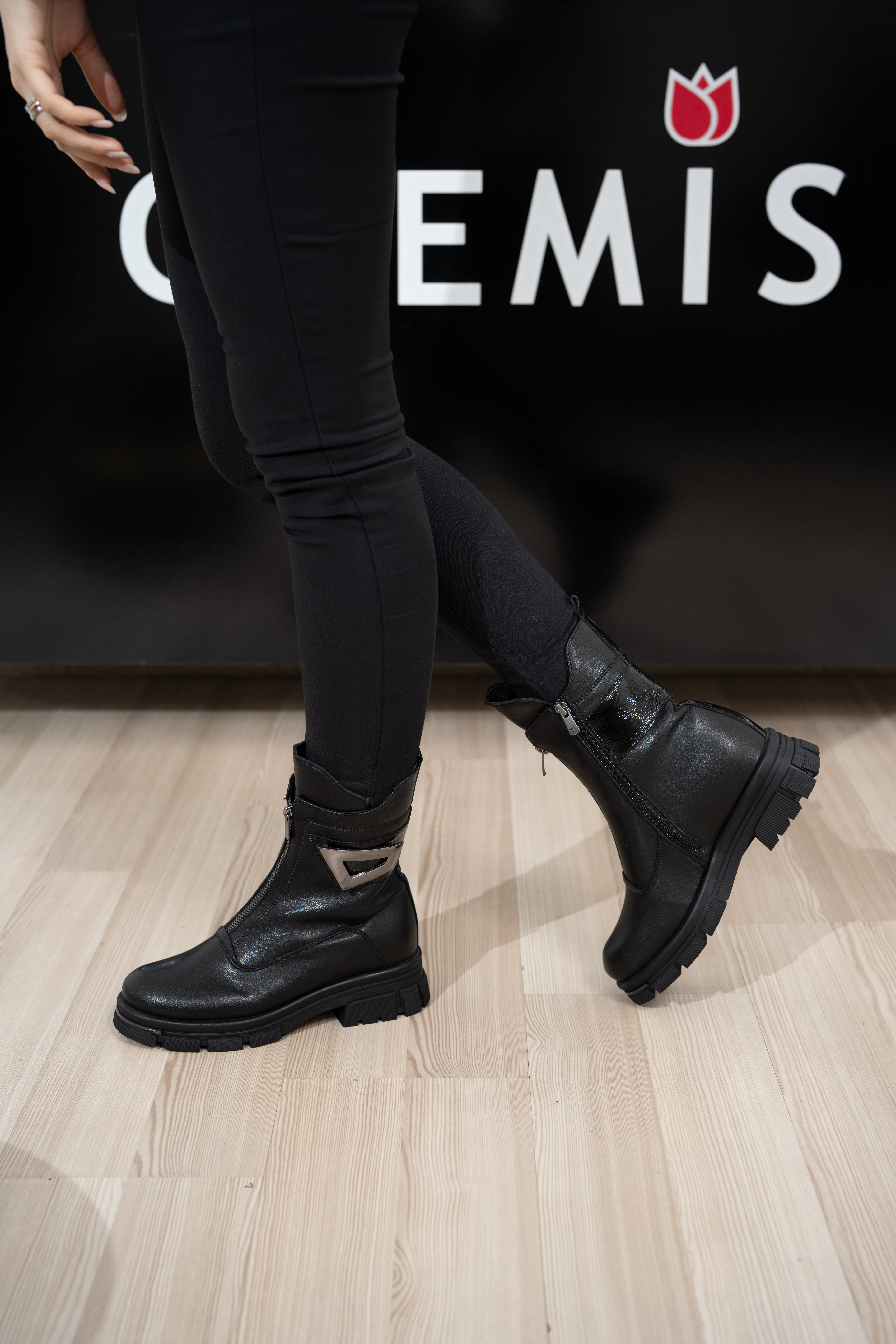 Ghete dama, Glemis, piele naturala - Cod: AS-2417, Culoare: Negru Box, Marime: 38 (24.9 cm)