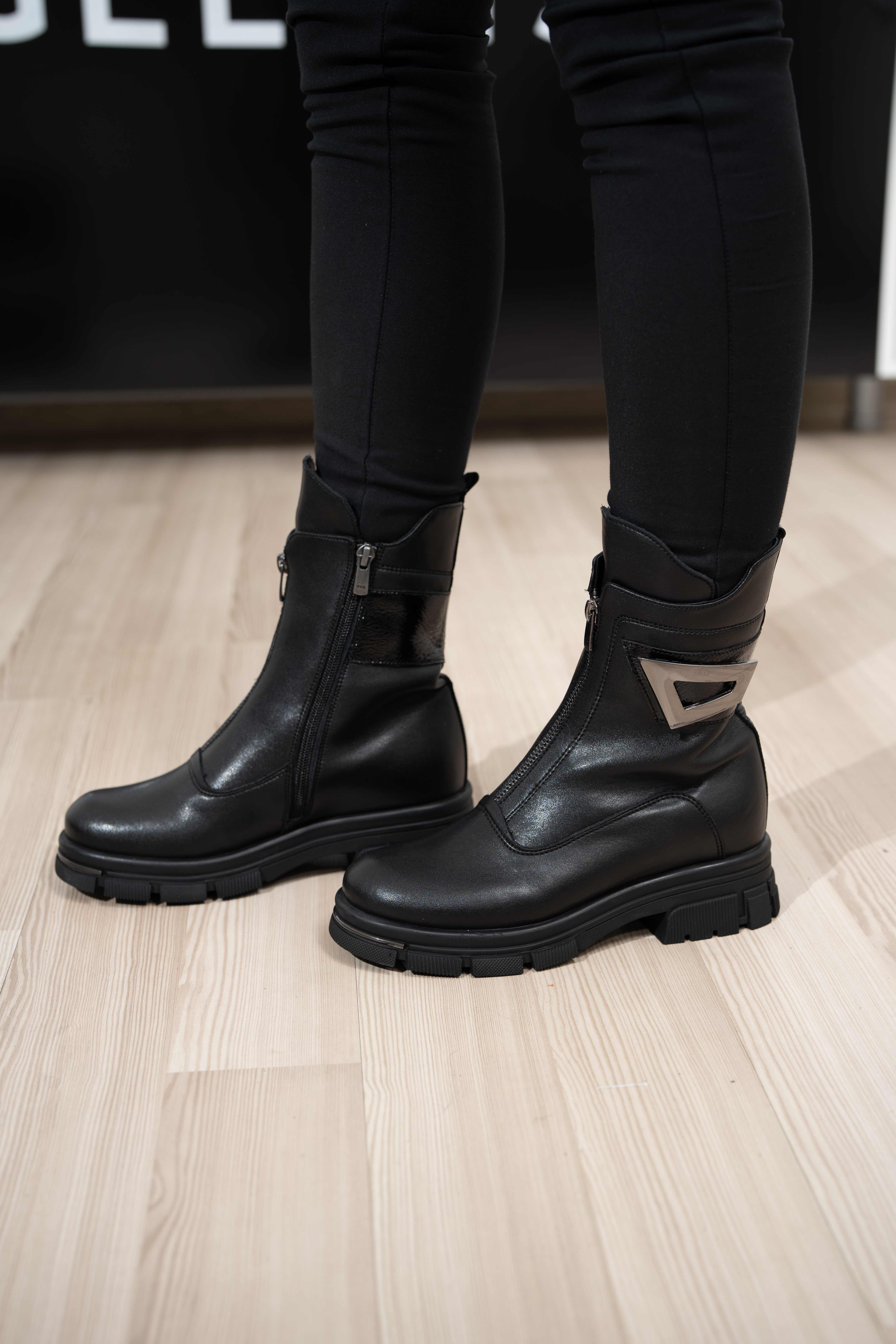 Ghete dama, Glemis, piele naturala - Cod: AS-2417, Culoare: Negru Box, Marime: 38 (24.9 cm)