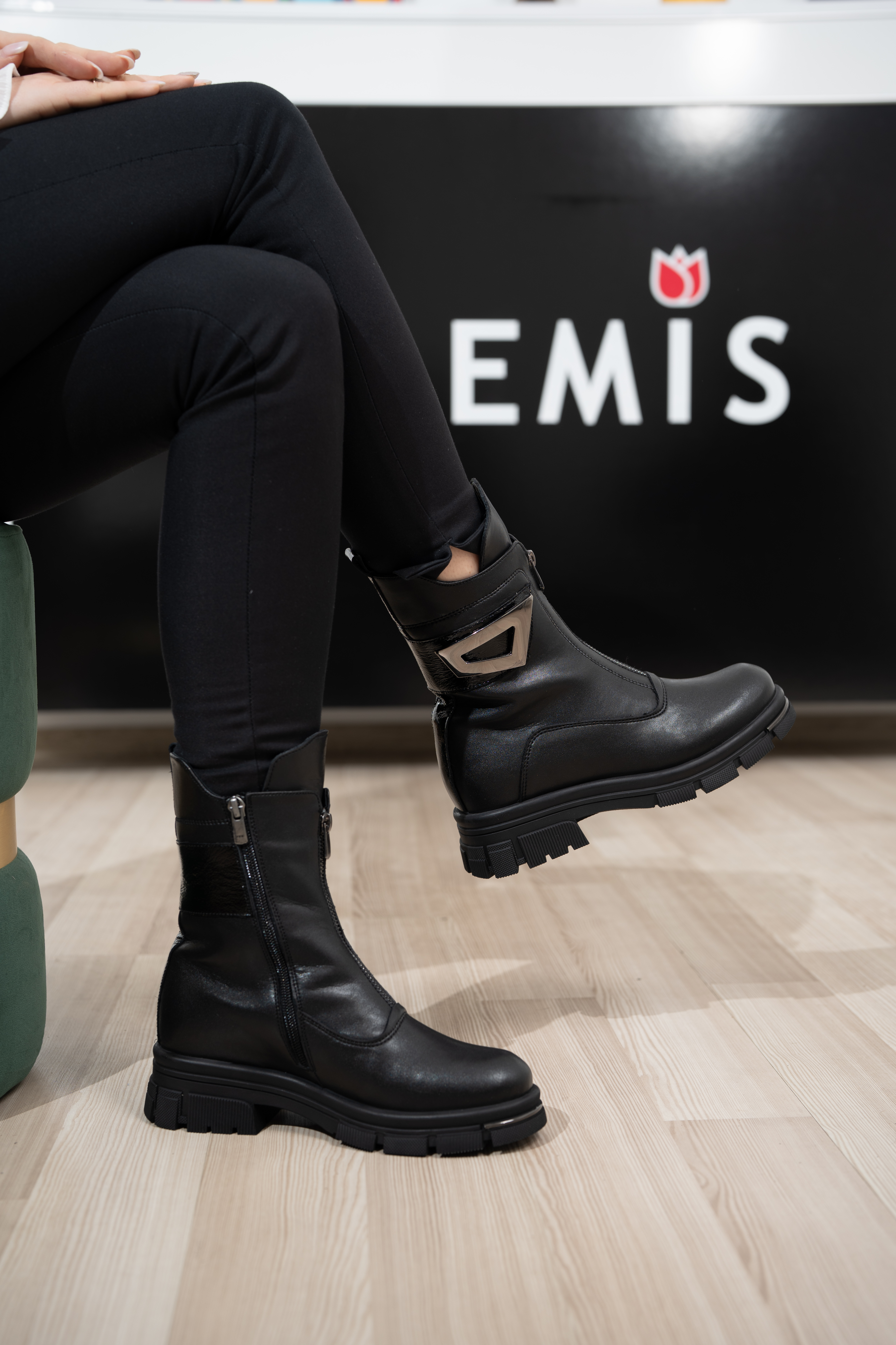 Ghete dama, Glemis, piele naturala - Cod: AS-2417, Culoare: Negru Box, Marime: 38 (24.9 cm)