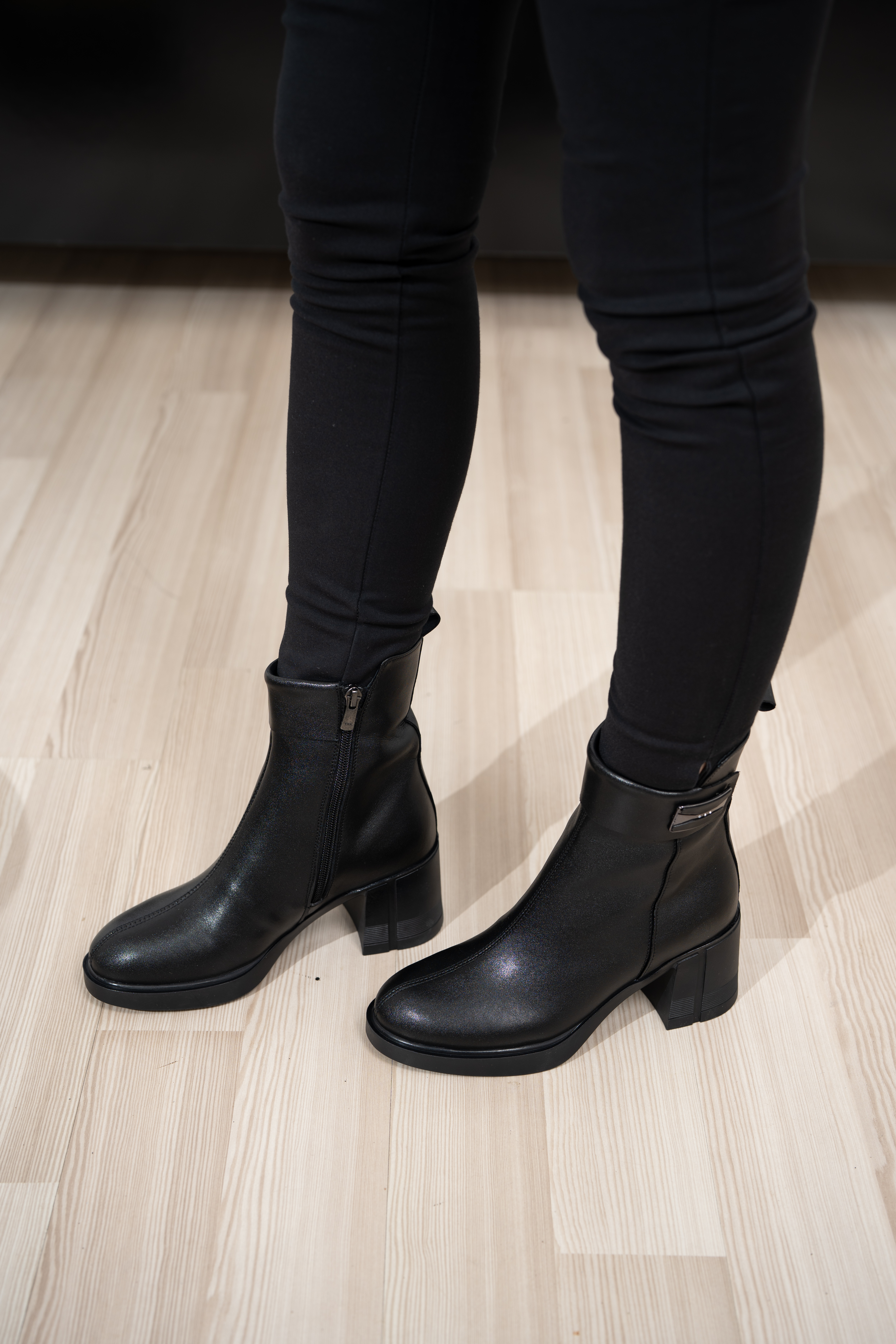 Botine dama, Glemis, piele naturala - Cod: AS-2418, Culoare: Negru Box, Marime: 38 (24.5 cm)