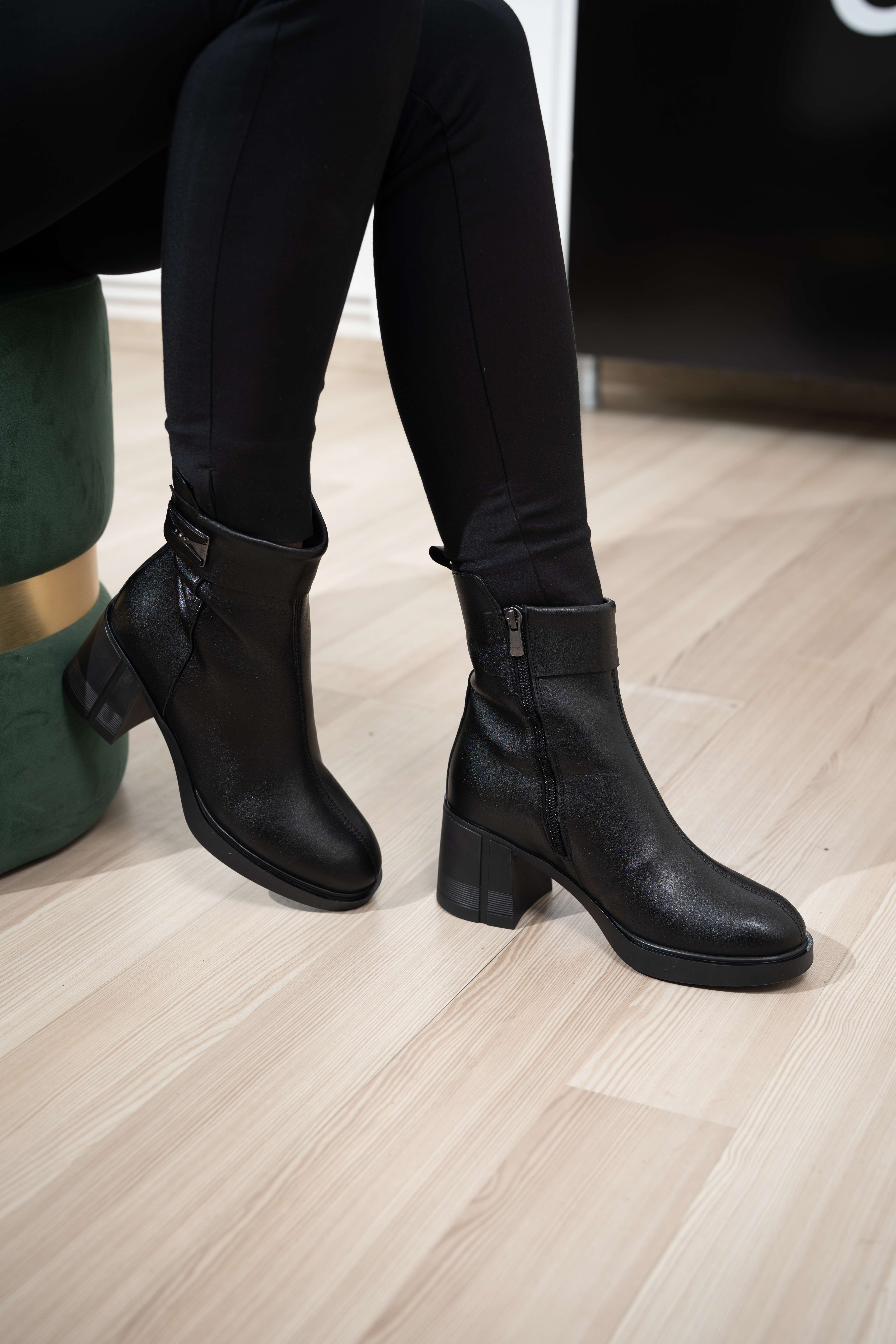 Botine dama, Glemis, piele naturala - Cod: AS-2418, Culoare: Negru Box, Marime: 38 (24.5 cm)