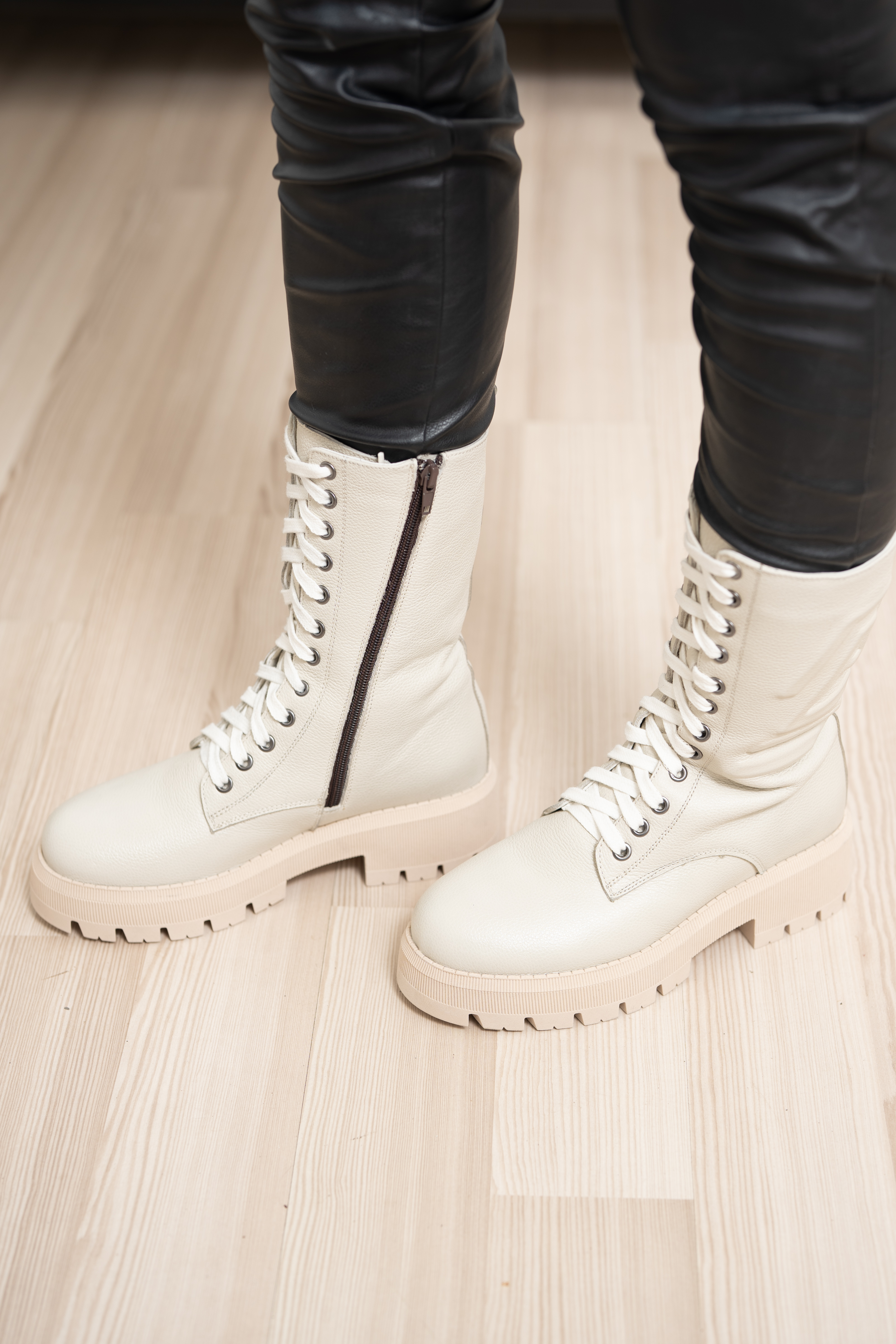 Ghete dama inalte, Glemis, piele naturala - Model: AS-florida-2425, Culoare: Bej Bizon, Marime: 38 (25.1 cm)