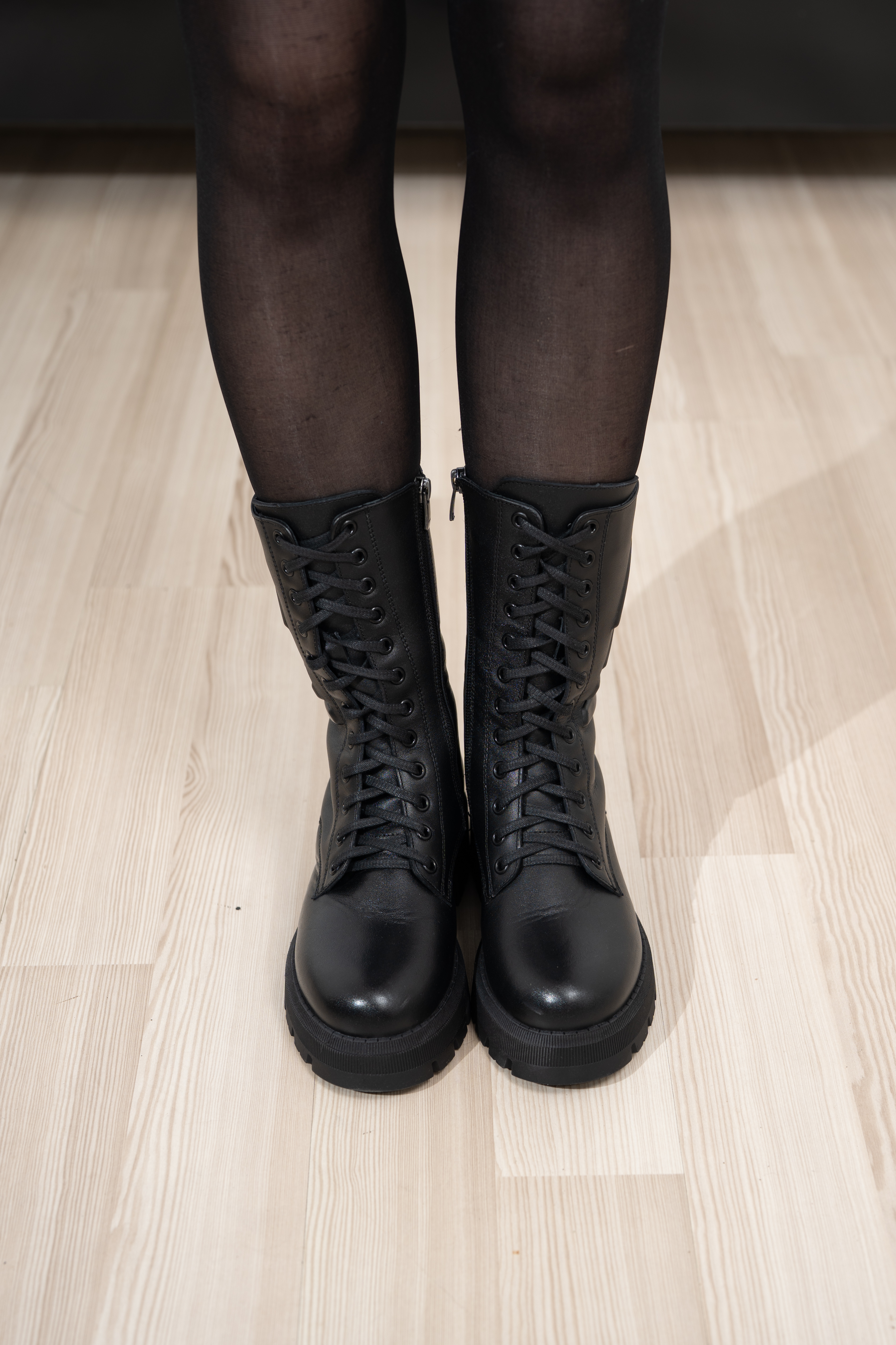 Ghete dama inalte, Glemis, piele naturala - Model: AS-florida-2425, Culoare: Negru Box, Marime: 38 (25.1 cm)