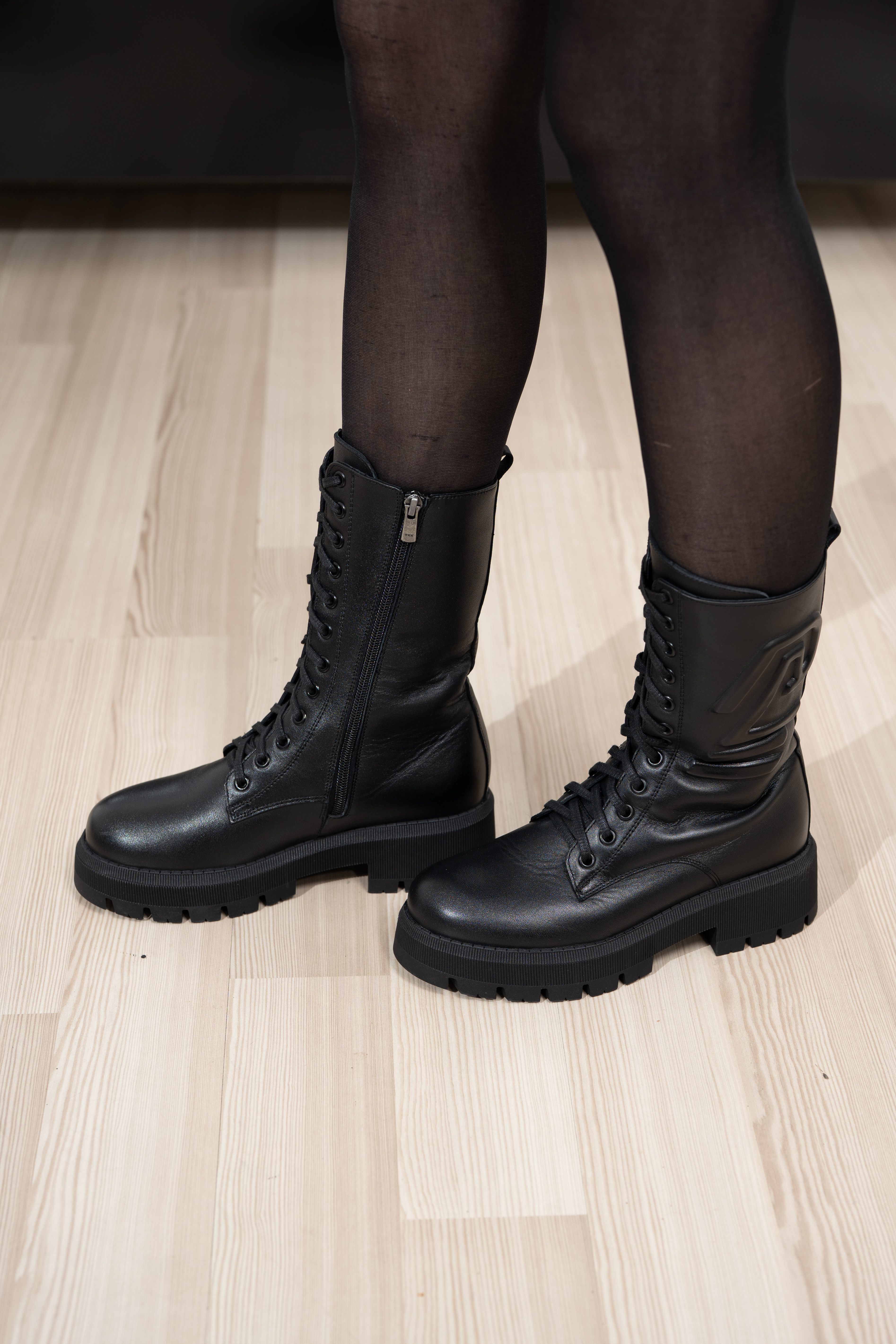 Ghete dama inalte, Glemis, piele naturala - Model: AS-florida-2425, Culoare: Negru Box, Marime: 38 (25.1 cm)