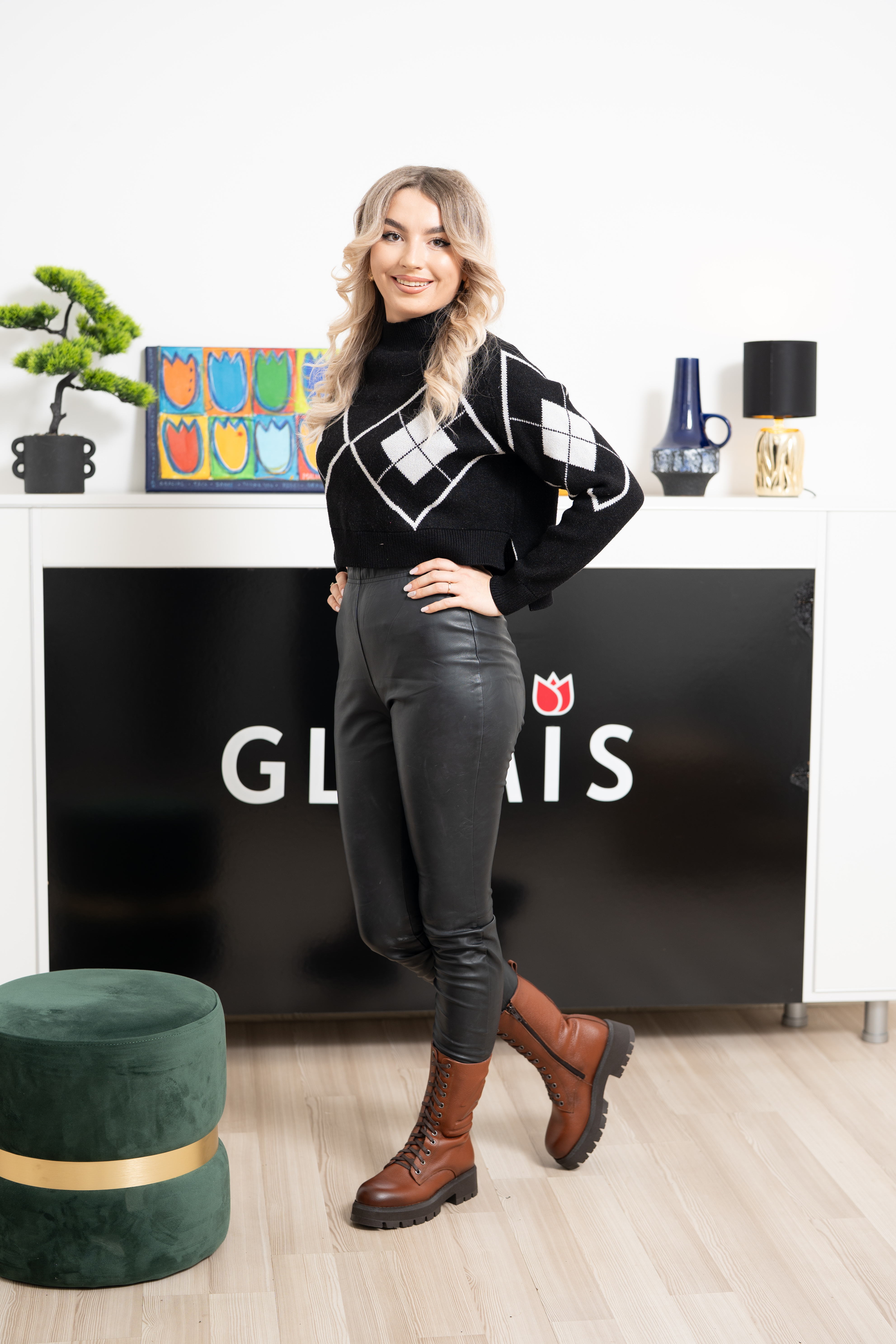 Ghete dama inalte, Glemis, piele naturala - Model: AS-florida-2425, Culoare: Maro Bizon, Marime: 35 (23 cm)