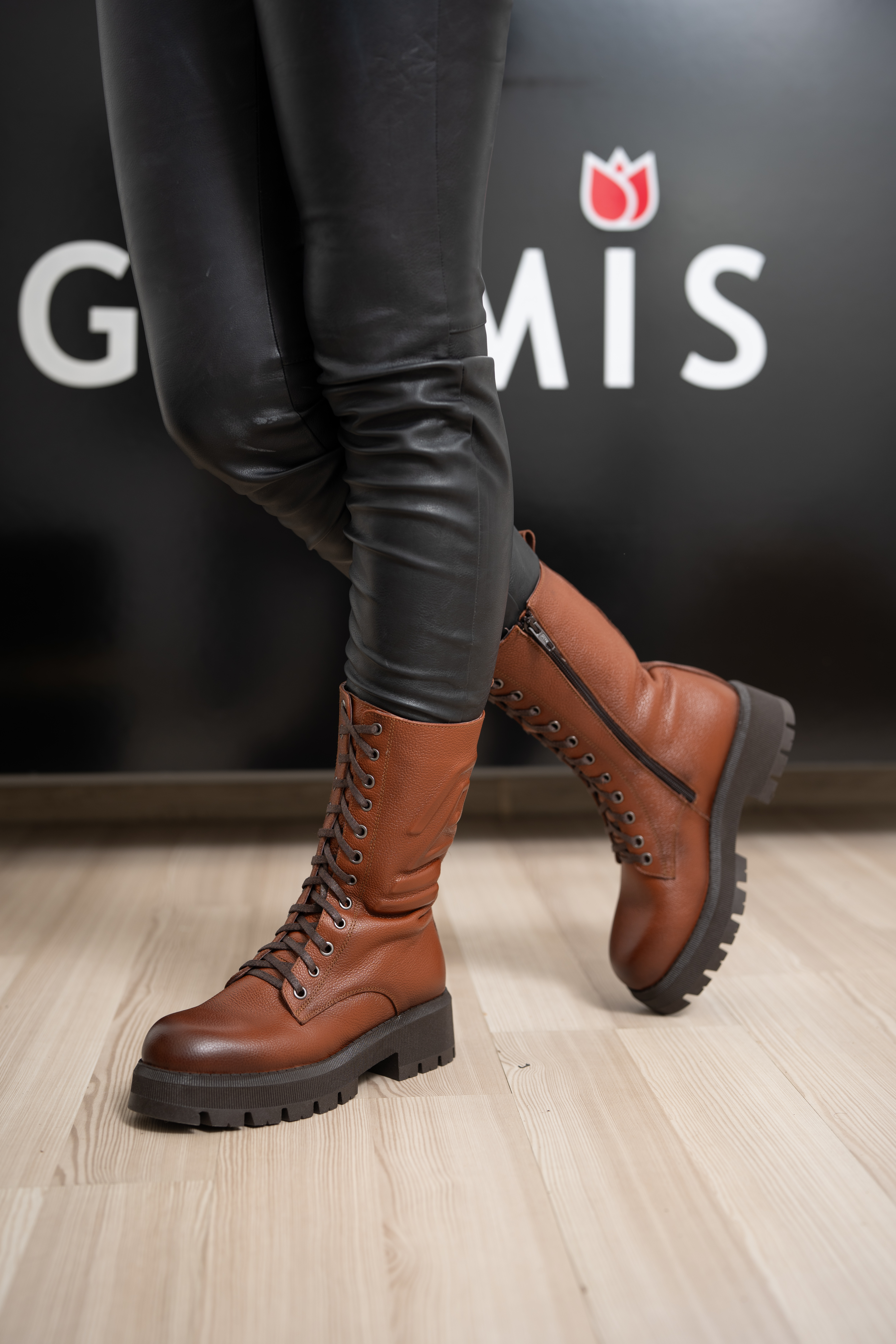 Ghete dama inalte, Glemis, piele naturala - Model: AS-florida-2425, Culoare: Maro Bizon, Marime: 35 (23 cm)