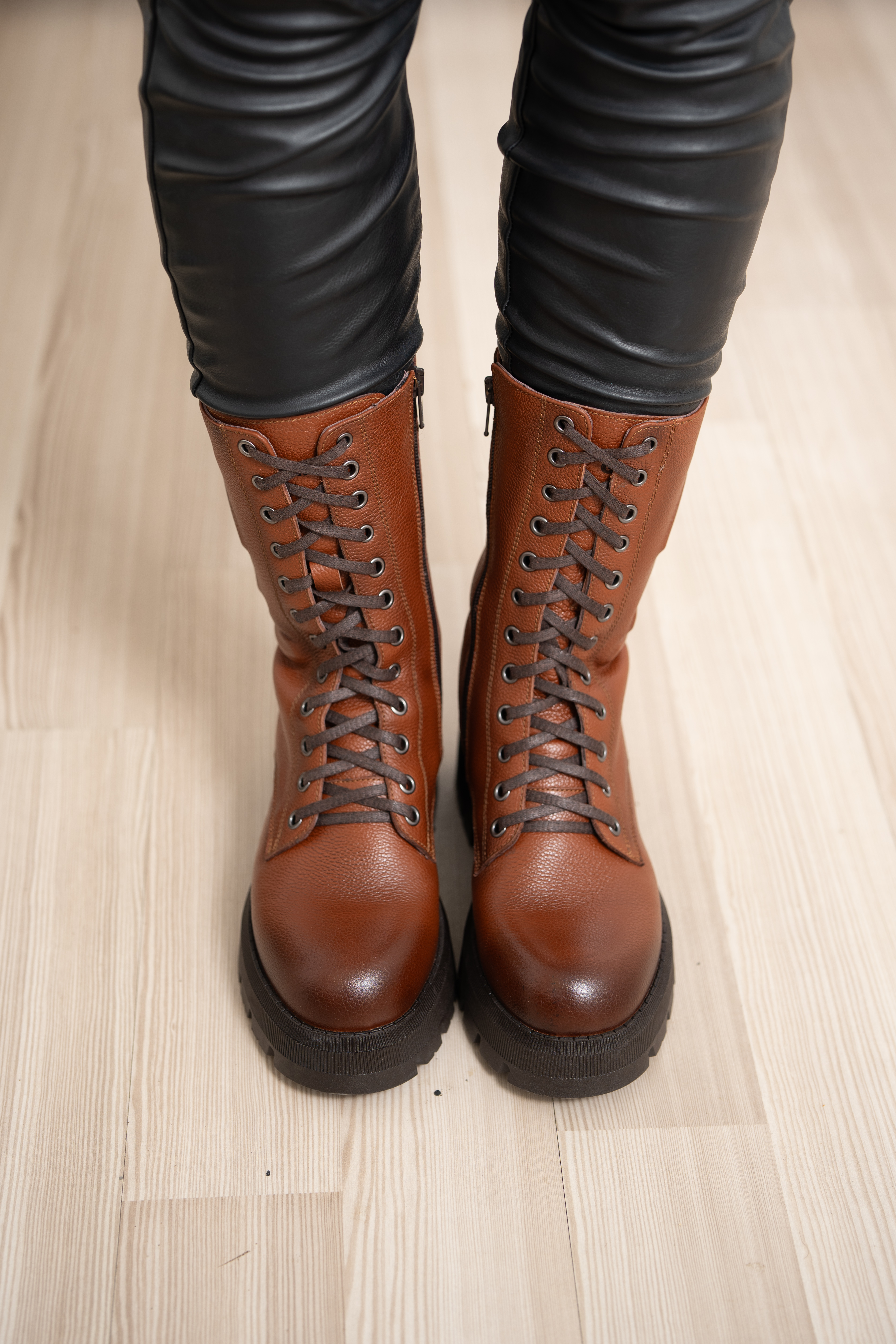 Ghete dama inalte, Glemis, piele naturala - Model: AS-florida-2425, Culoare: Maro Bizon, Marime: 35 (23 cm)