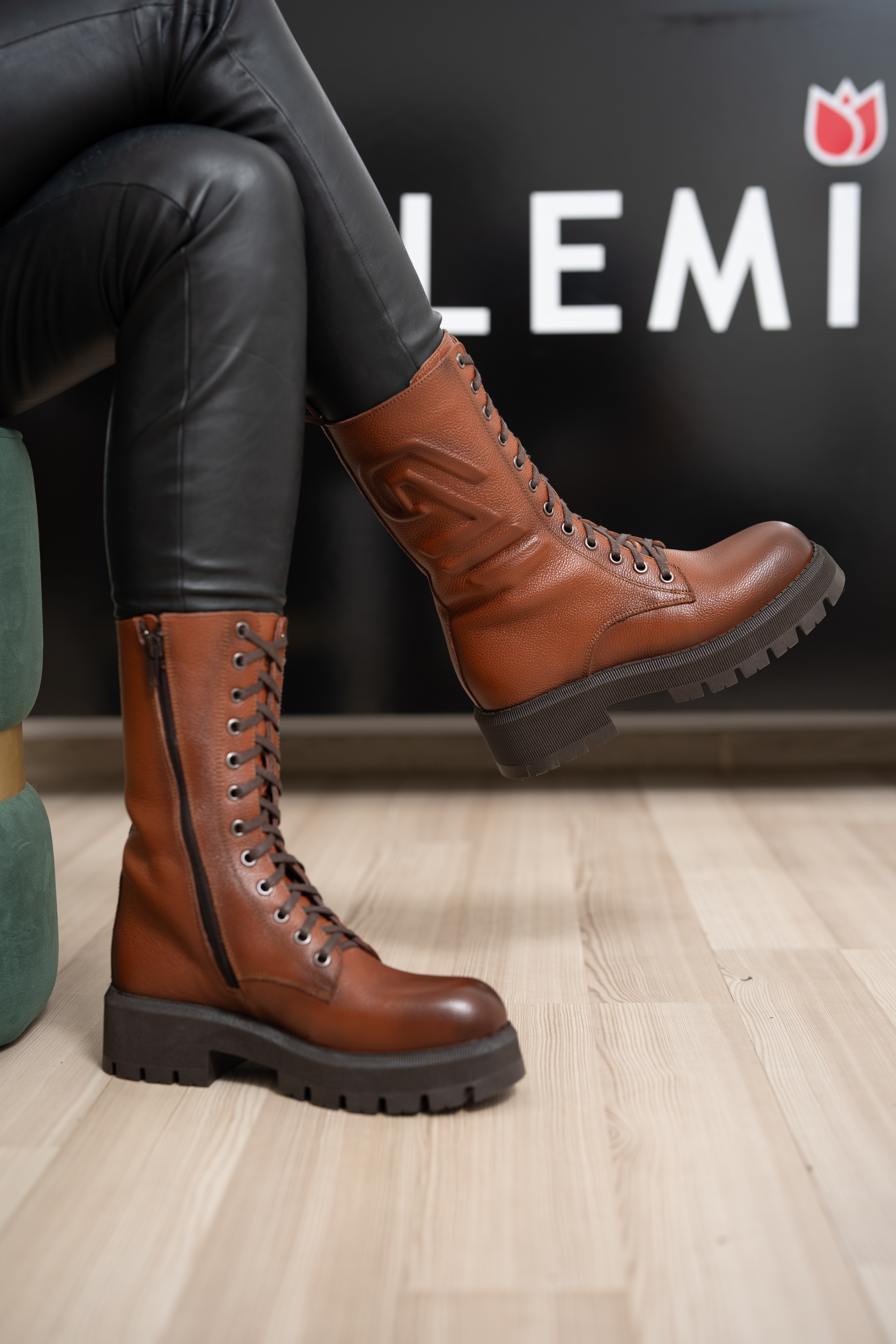 Ghete dama inalte, Glemis, piele naturala - Model: AS-florida-2425, Culoare: Maro Bizon, Marime: 35 (23 cm)