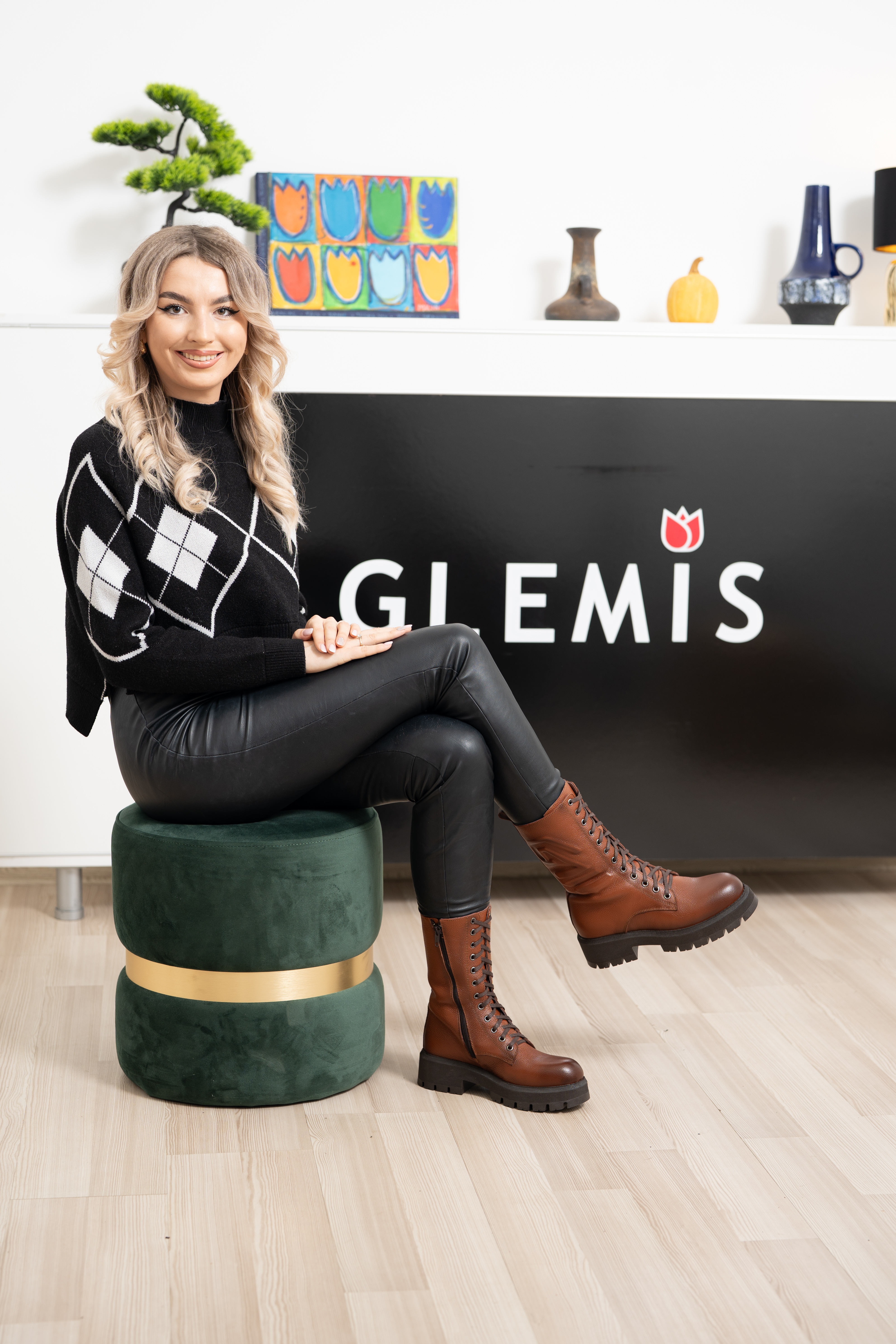 Ghete dama inalte, Glemis, piele naturala - Model: AS-florida-2425, Culoare: Maro Bizon, Marime: 35 (23 cm)