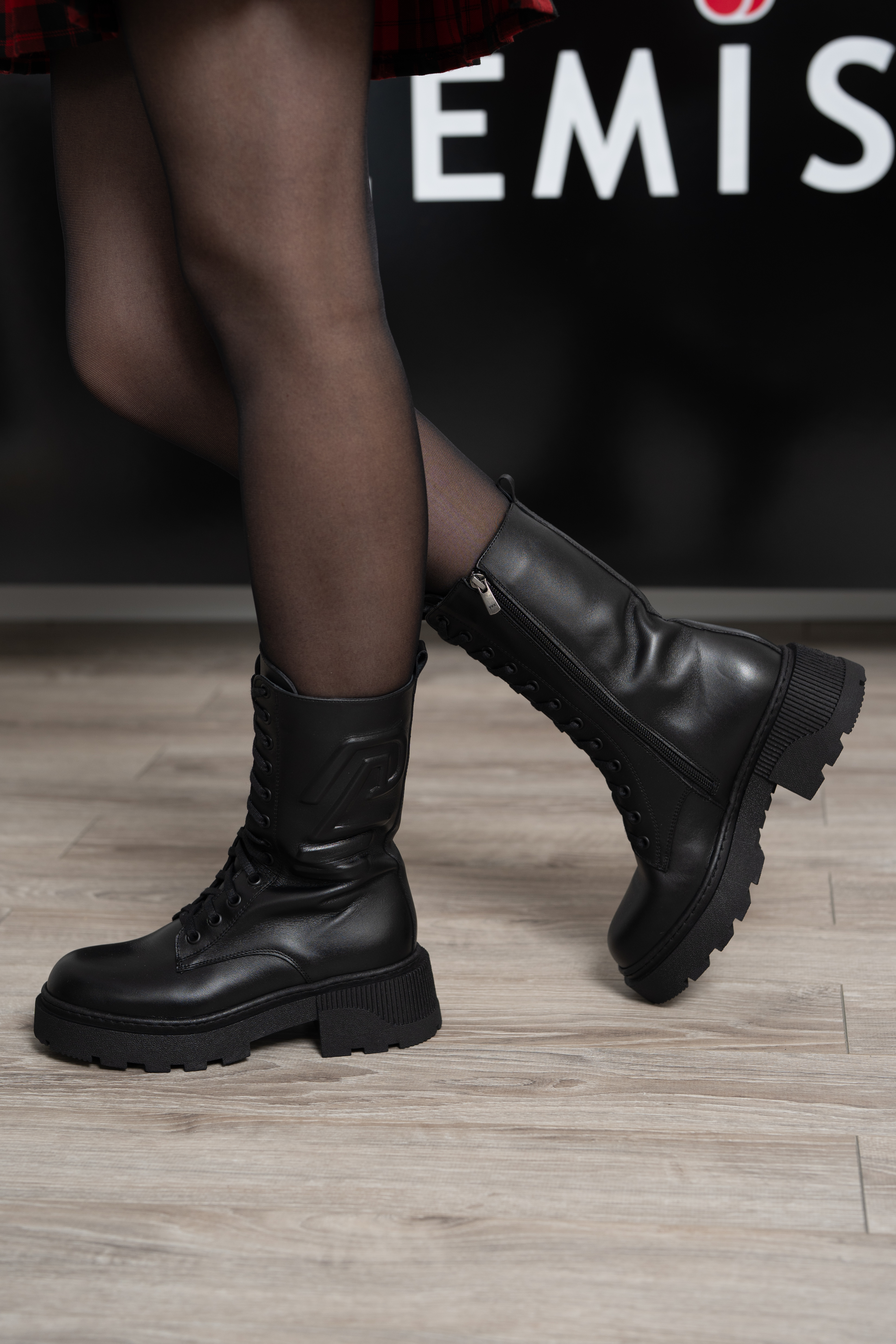 Ghete dama inalte, Glemis, piele naturala - Cod: AS-2425, Culoare: Negru Box, Marime: 38 (24.8 cm)