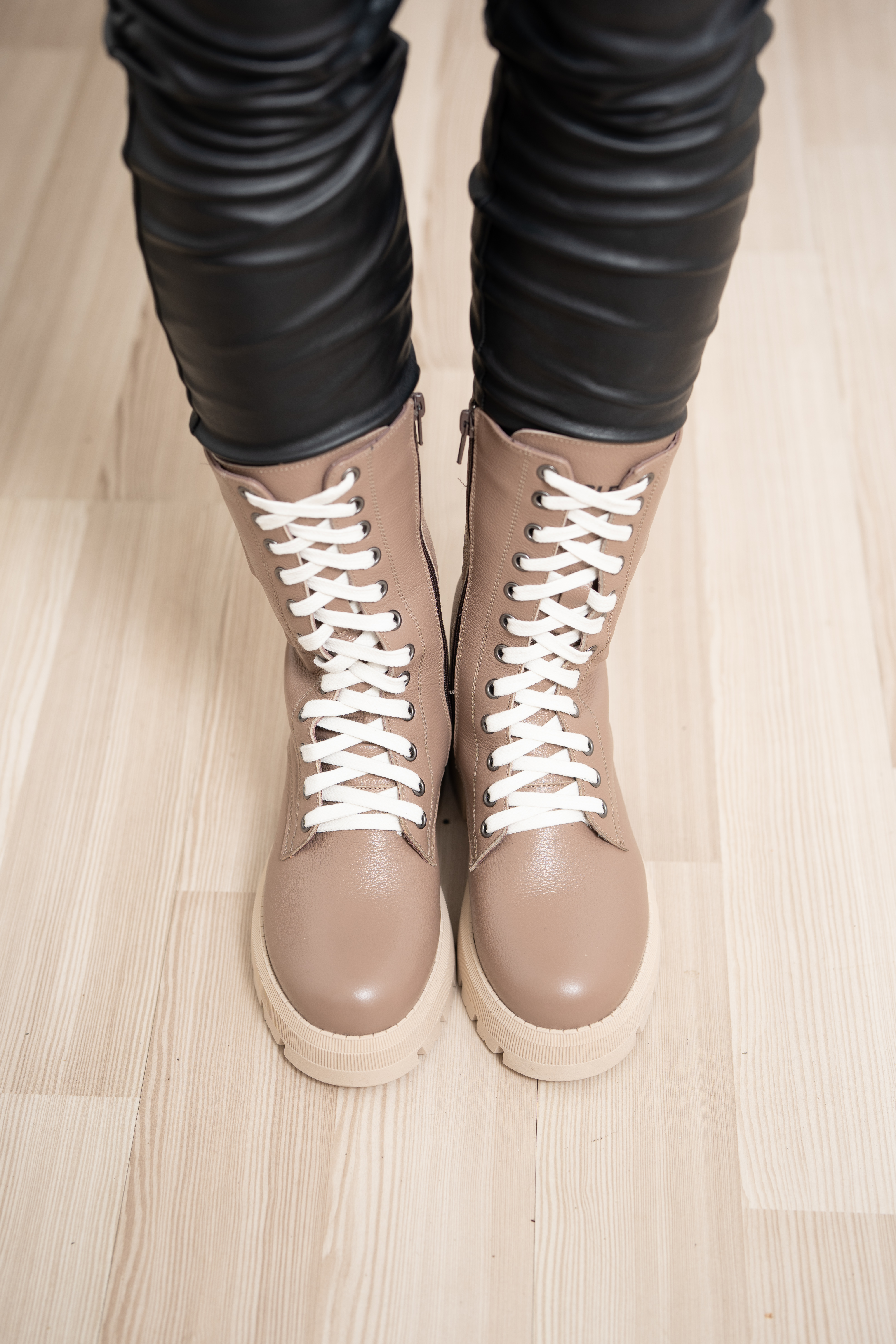 Ghete dama inalte, Glemis, piele naturala - Model: AS-florida-2425, Culoare: Taupe Bizon, Marime: 38 (25.1 cm)