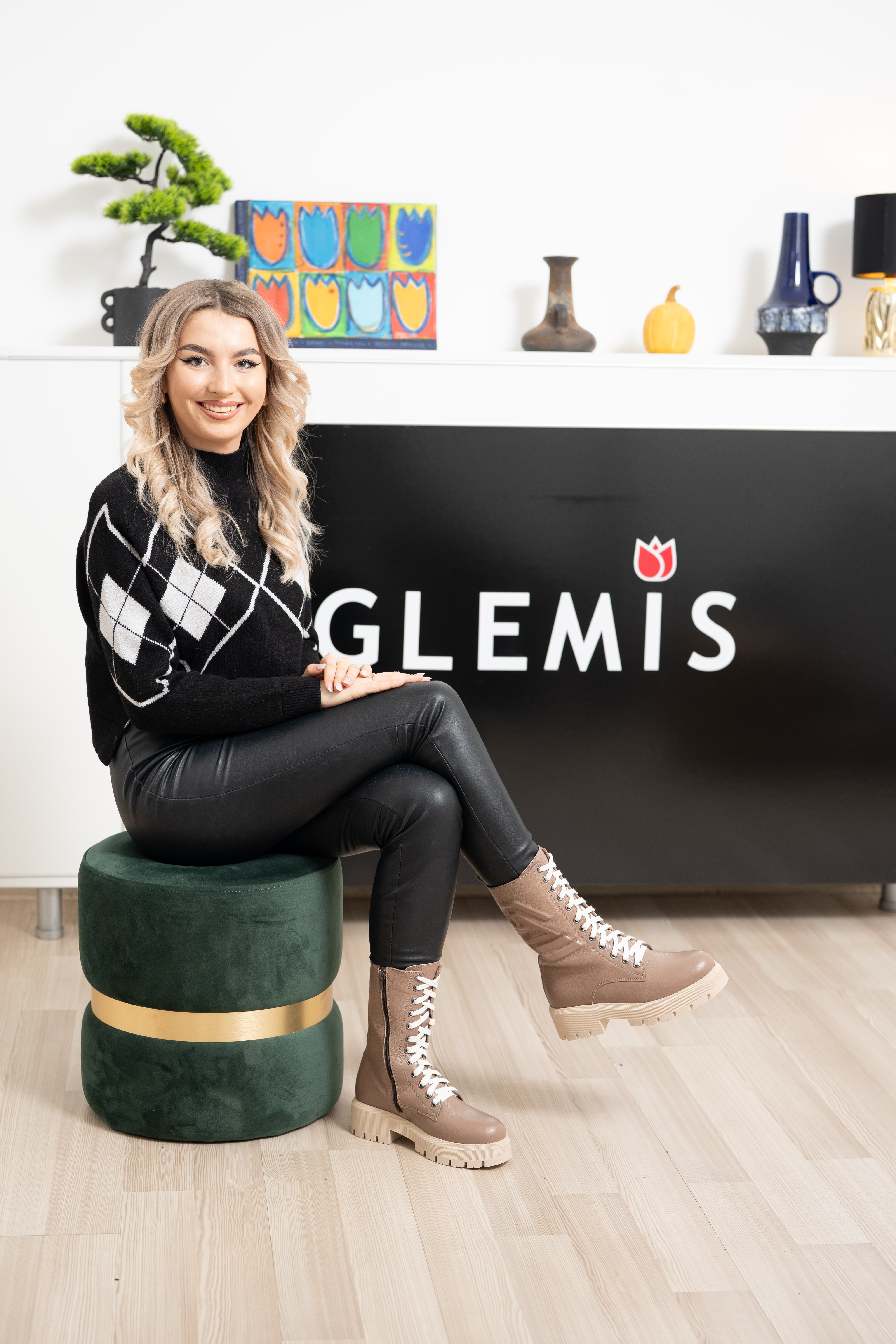 Ghete dama inalte, Glemis, piele naturala - Model: AS-florida-2425, Culoare: Taupe Bizon, Marime: 38 (25.1 cm)