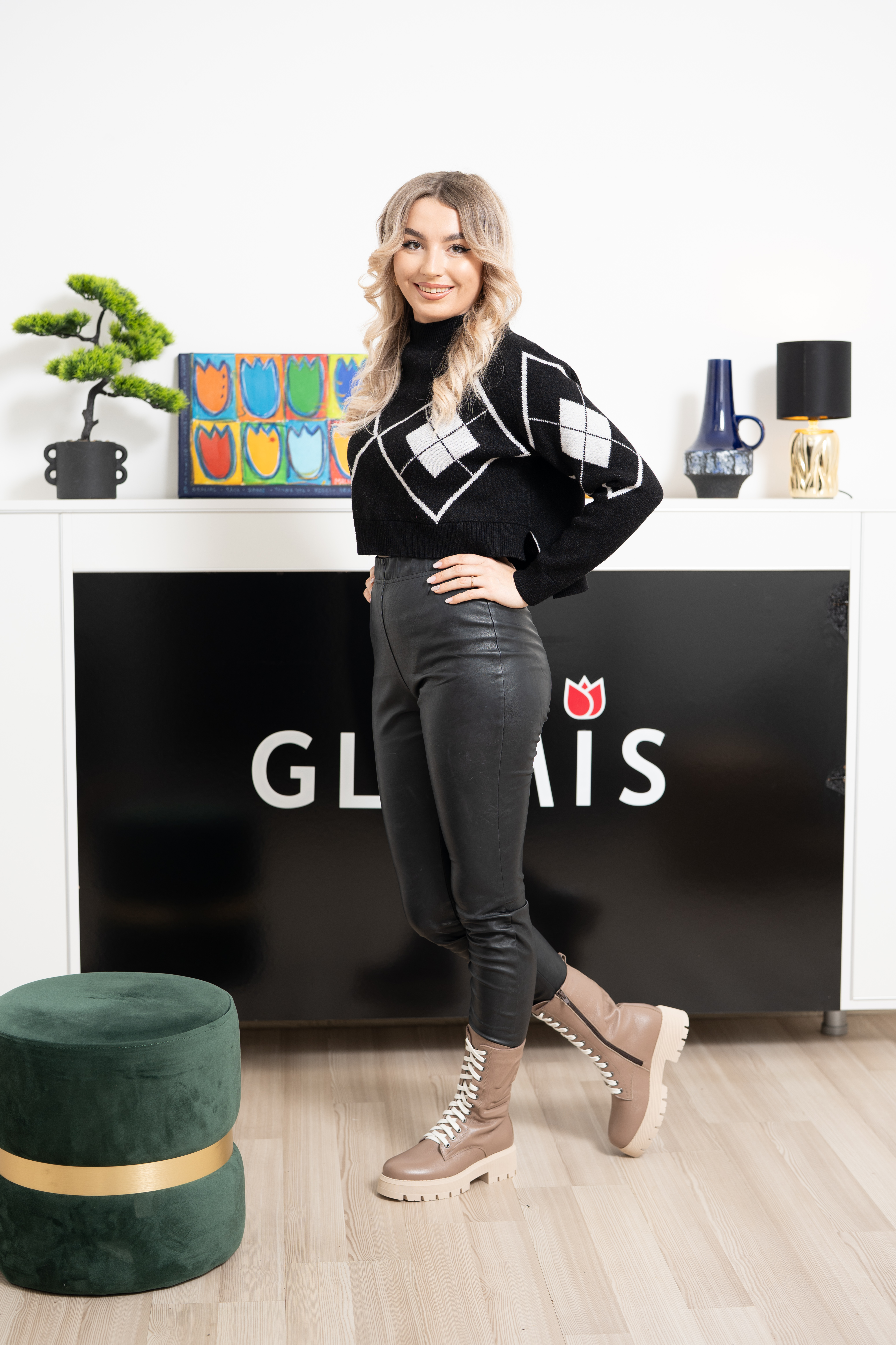 Ghete dama inalte, Glemis, piele naturala - Model: AS-florida-2425, Culoare: Taupe Bizon, Marime: 38 (25.1 cm)