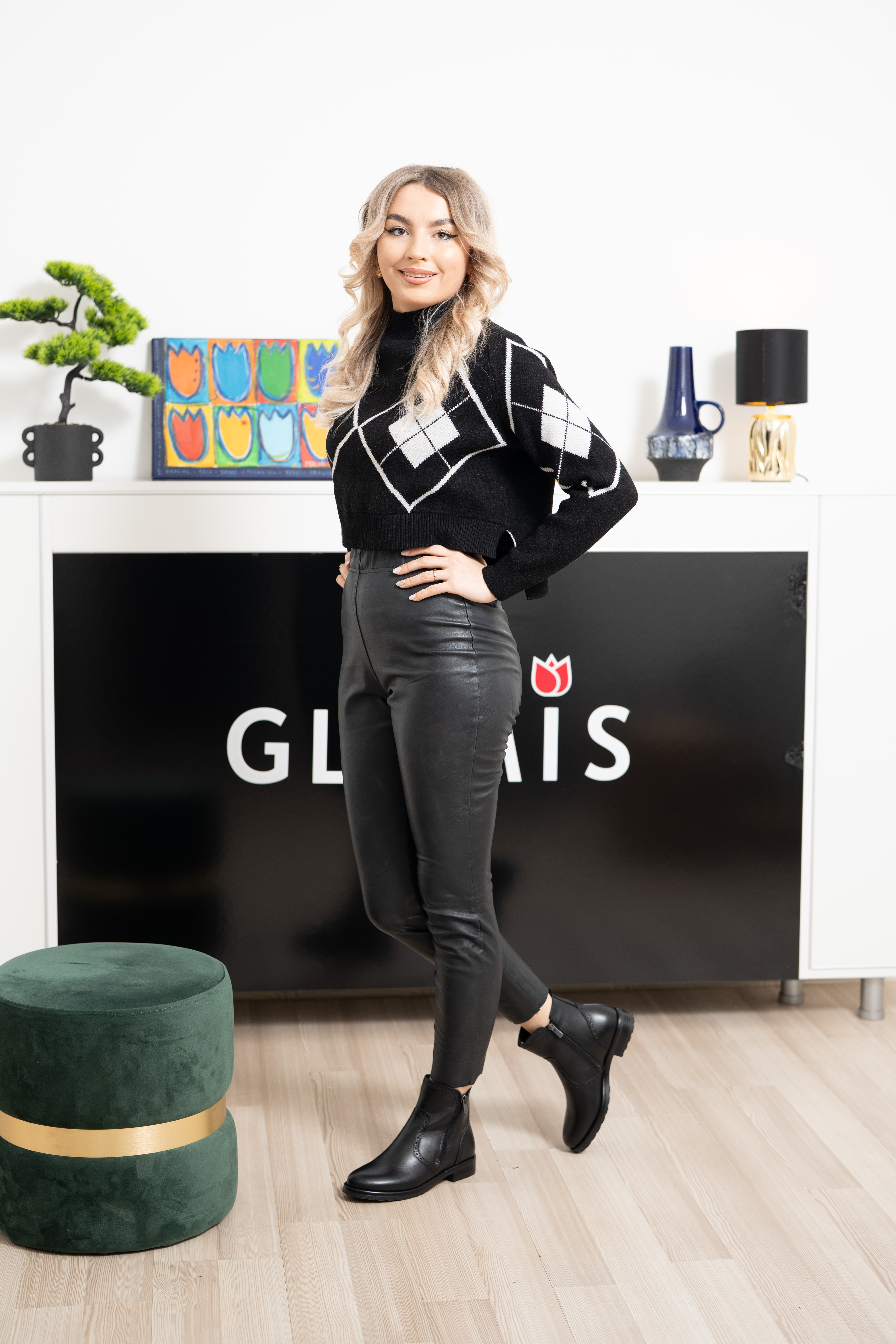 Ghete dama, Glemis, piele naturala - Cod: AS-2442, Culoare: Negru Box, Marime: 39 (26 cm)