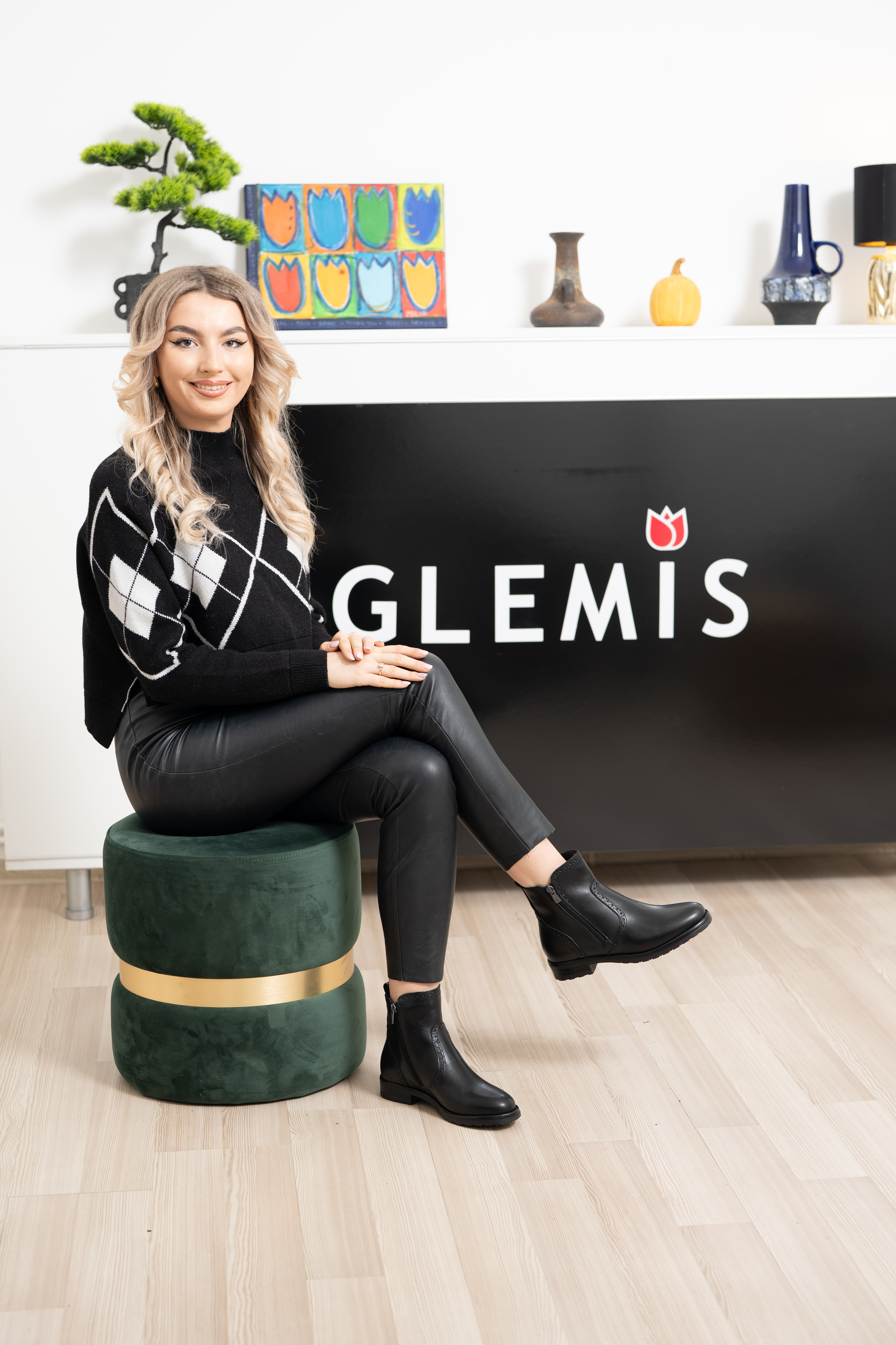 Ghete dama, Glemis, piele naturala - Cod: AS-2442, Culoare: Negru Box, Marime: 39 (26 cm)