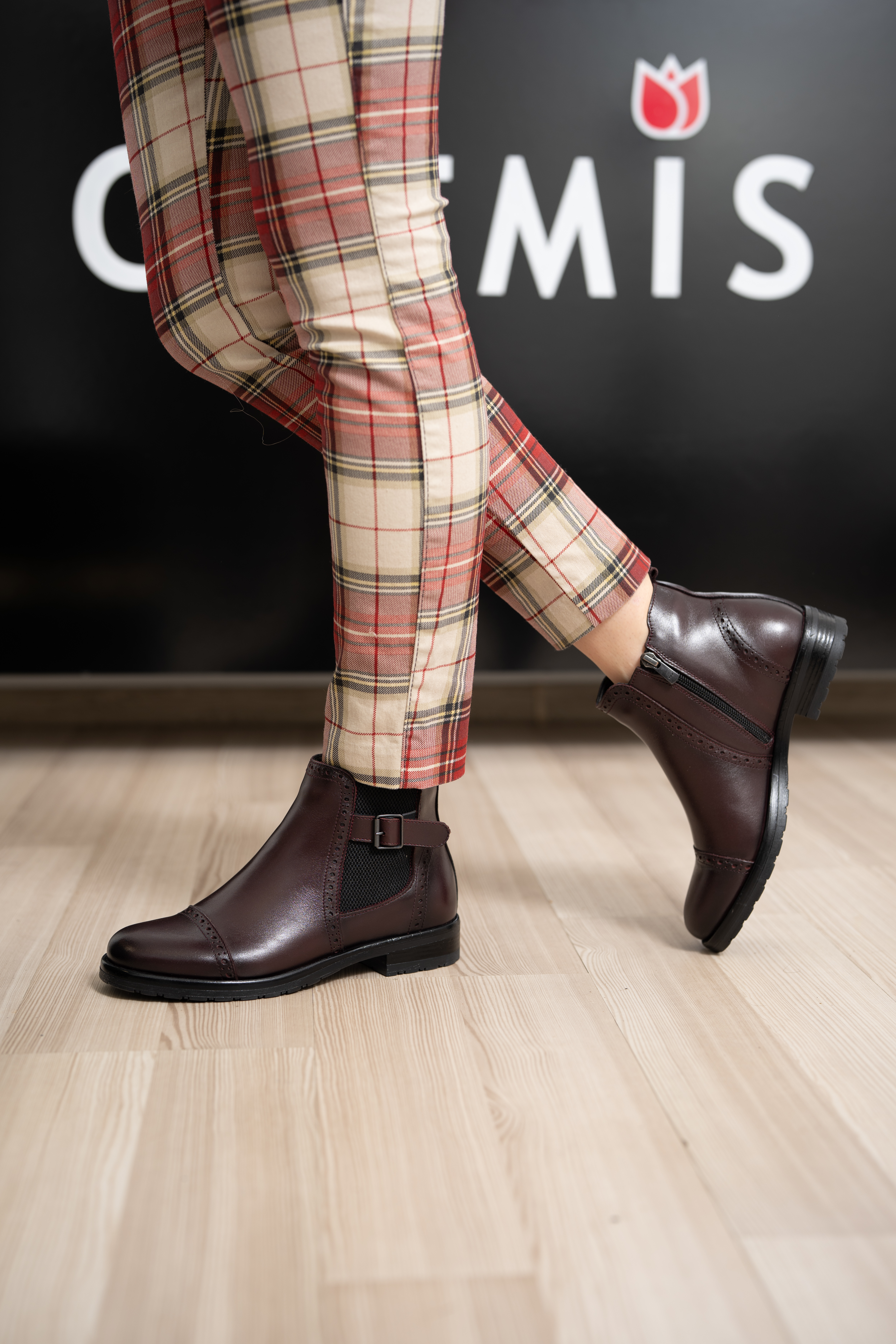 Ghete dama, Glemis, piele naturala - Cod: AS-2445, Culoare: Bordo Box, Marime: 38 (25.2 cm)