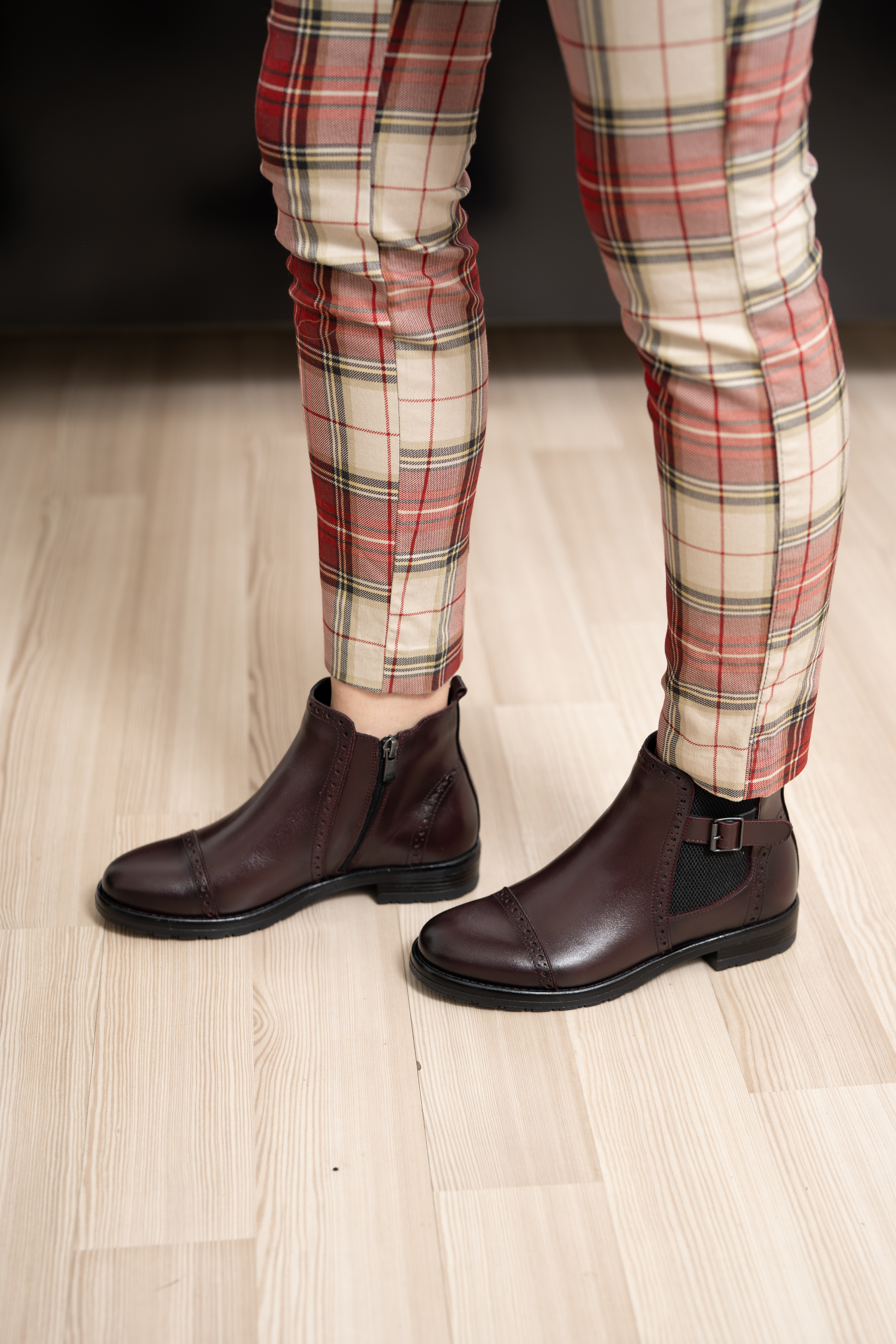 Ghete dama, Glemis, piele naturala - Cod: AS-2445, Culoare: Bordo Box, Marime: 38 (25.2 cm)