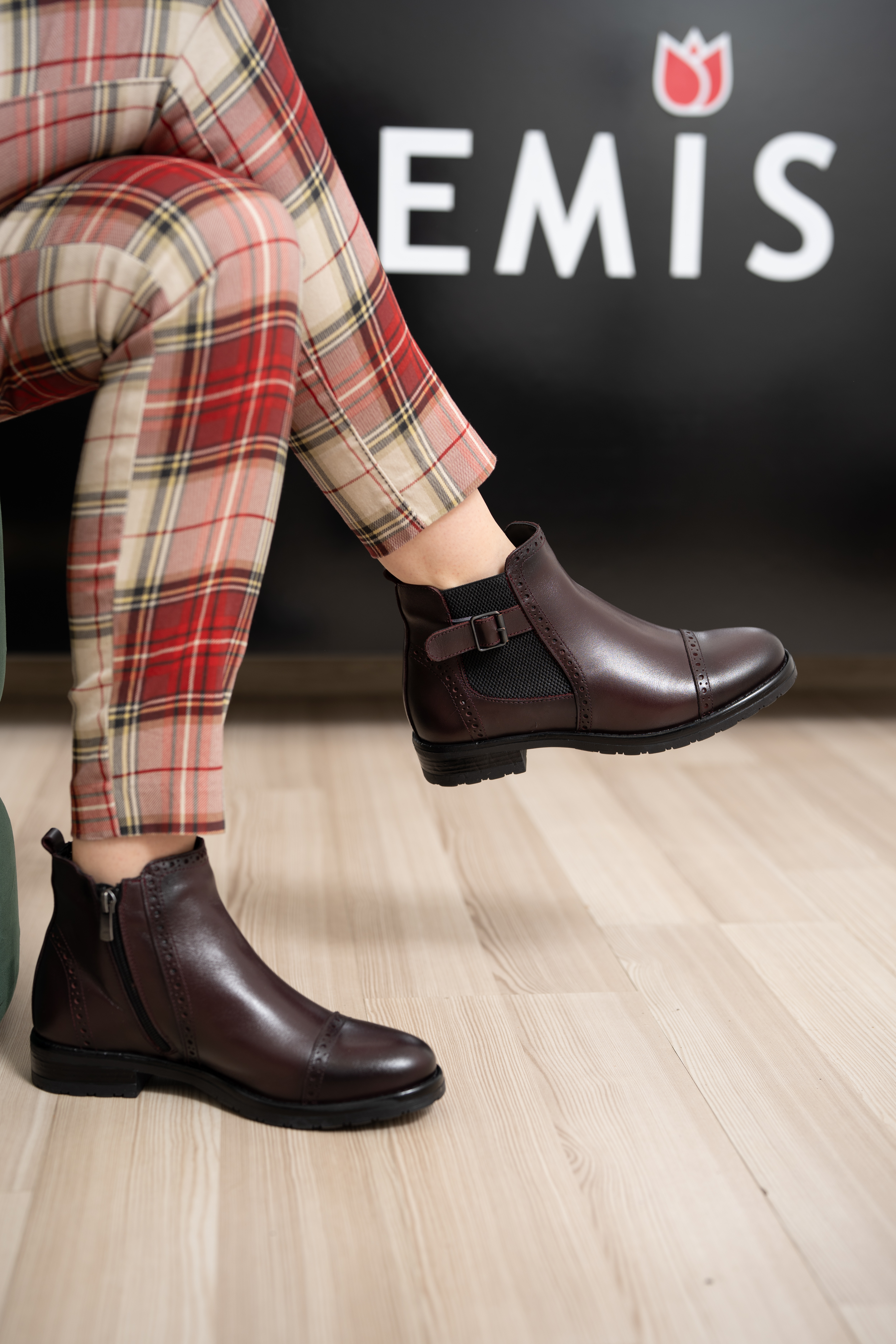 Ghete dama, Glemis, piele naturala - Cod: AS-2445, Culoare: Bordo Box, Marime: 38 (25.2 cm)