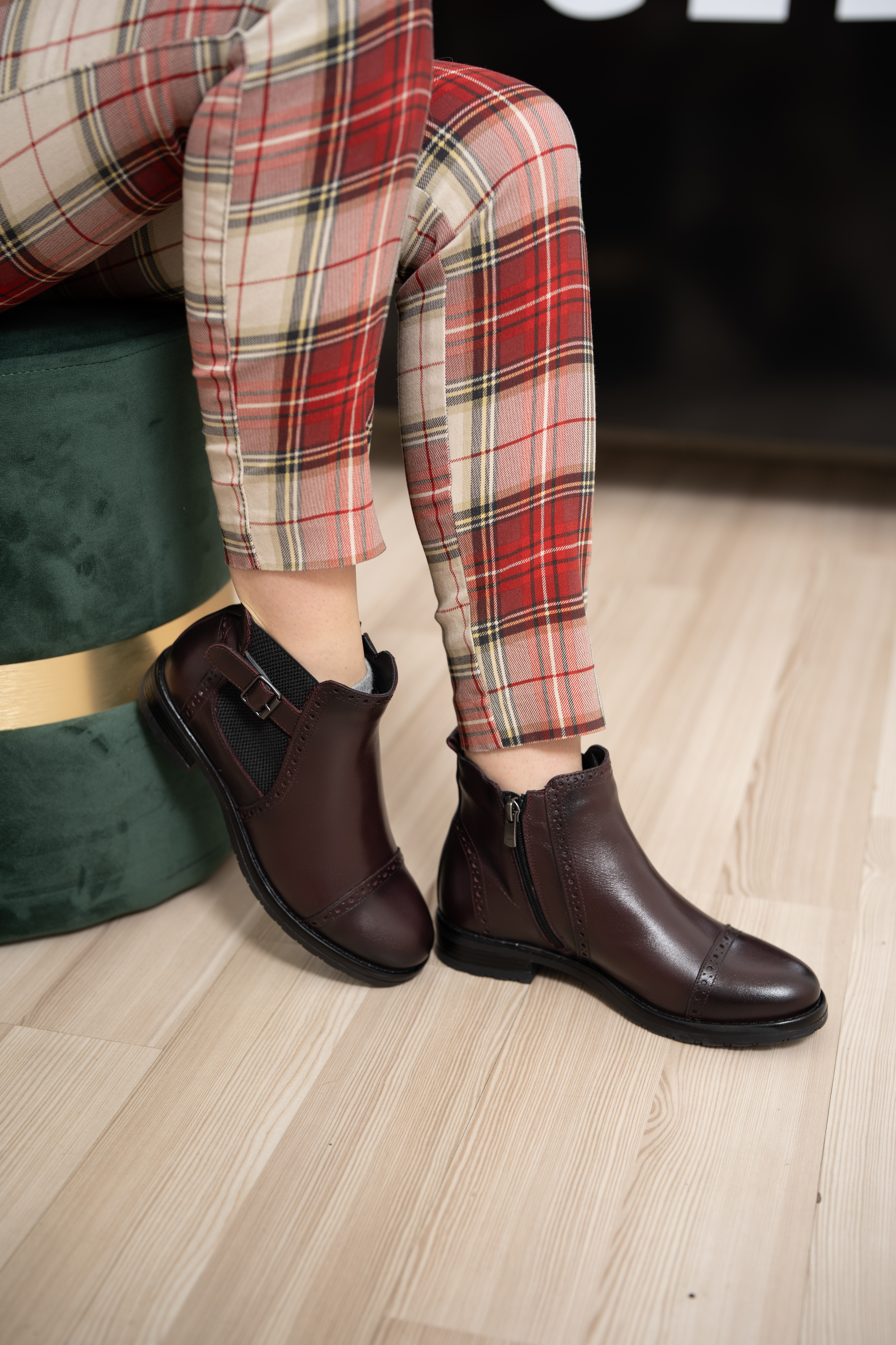 Ghete dama, Glemis, piele naturala - Cod: AS-2445, Culoare: Bordo Box, Marime: 38 (25.2 cm)