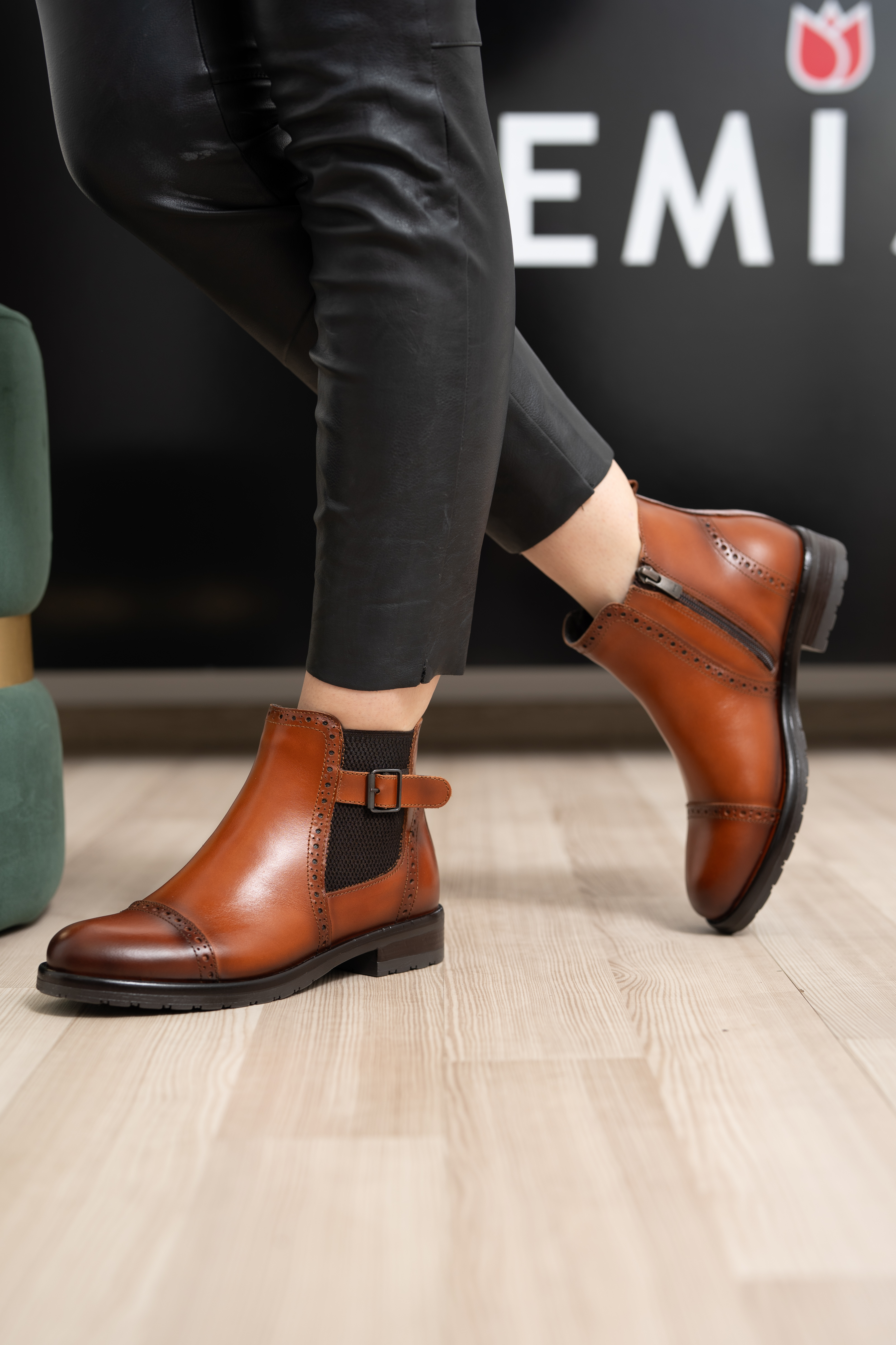 Ghete dama, Glemis, piele naturala - Cod: AS-2445, Culoare: Maro Box, Marime: 40 (26.8 cm)