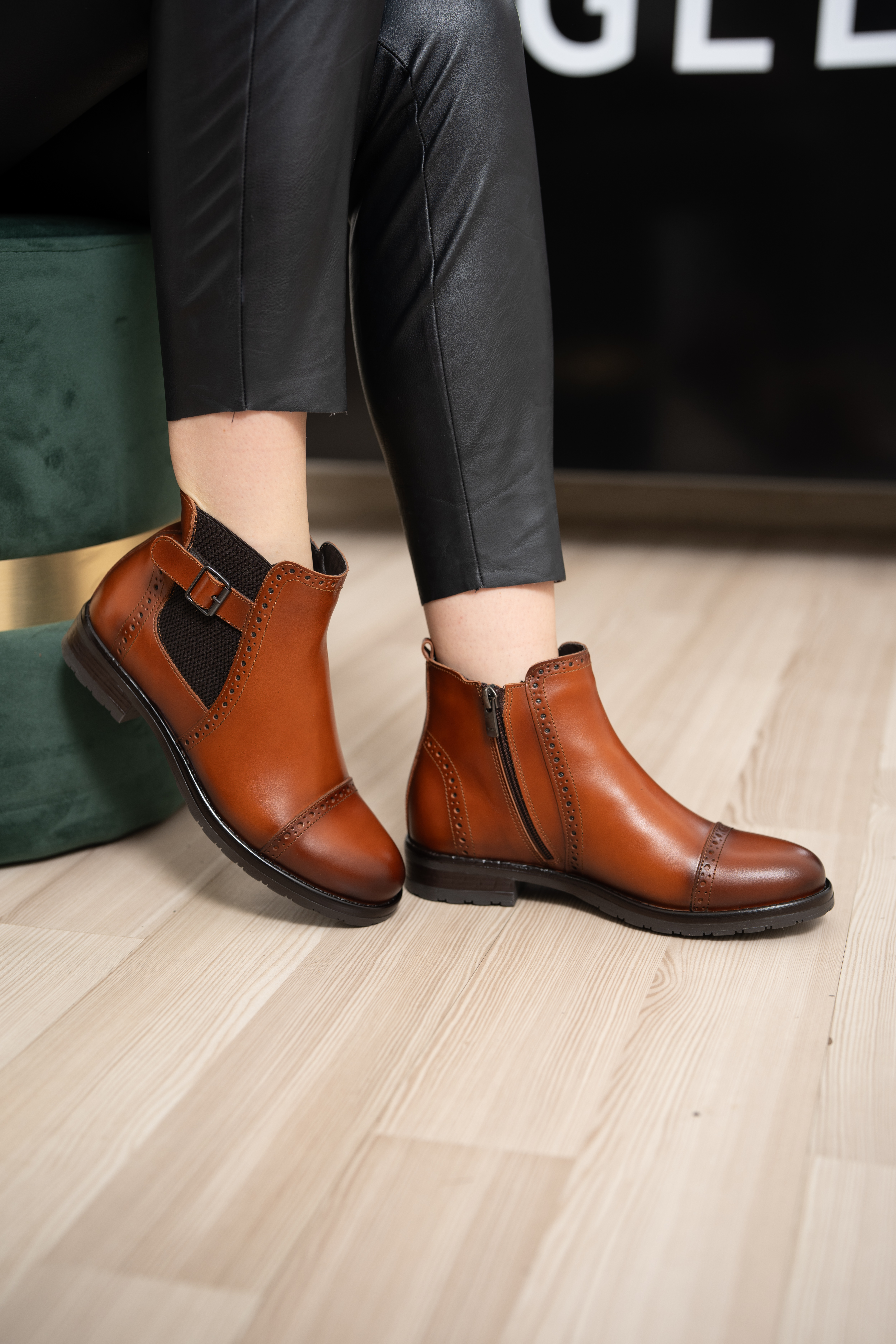 Ghete dama, Glemis, piele naturala - Cod: AS-2445, Culoare: Maro Box, Marime: 40 (26.8 cm)