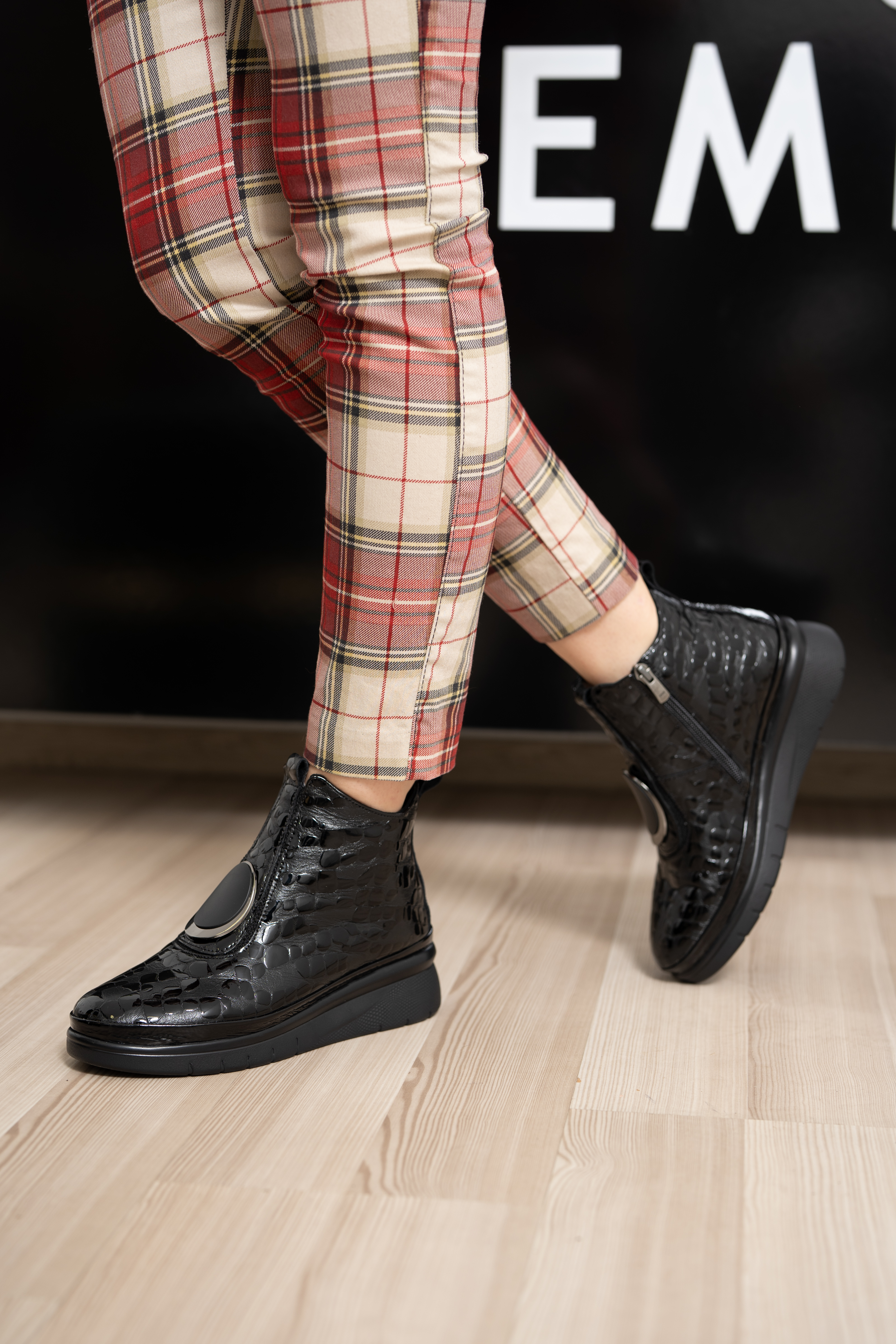 Ghete dama, Glemis, piele naturala - Cod: AS-2508, Culoare: Negru Box Lac, Marime: 38 (24.8 cm)