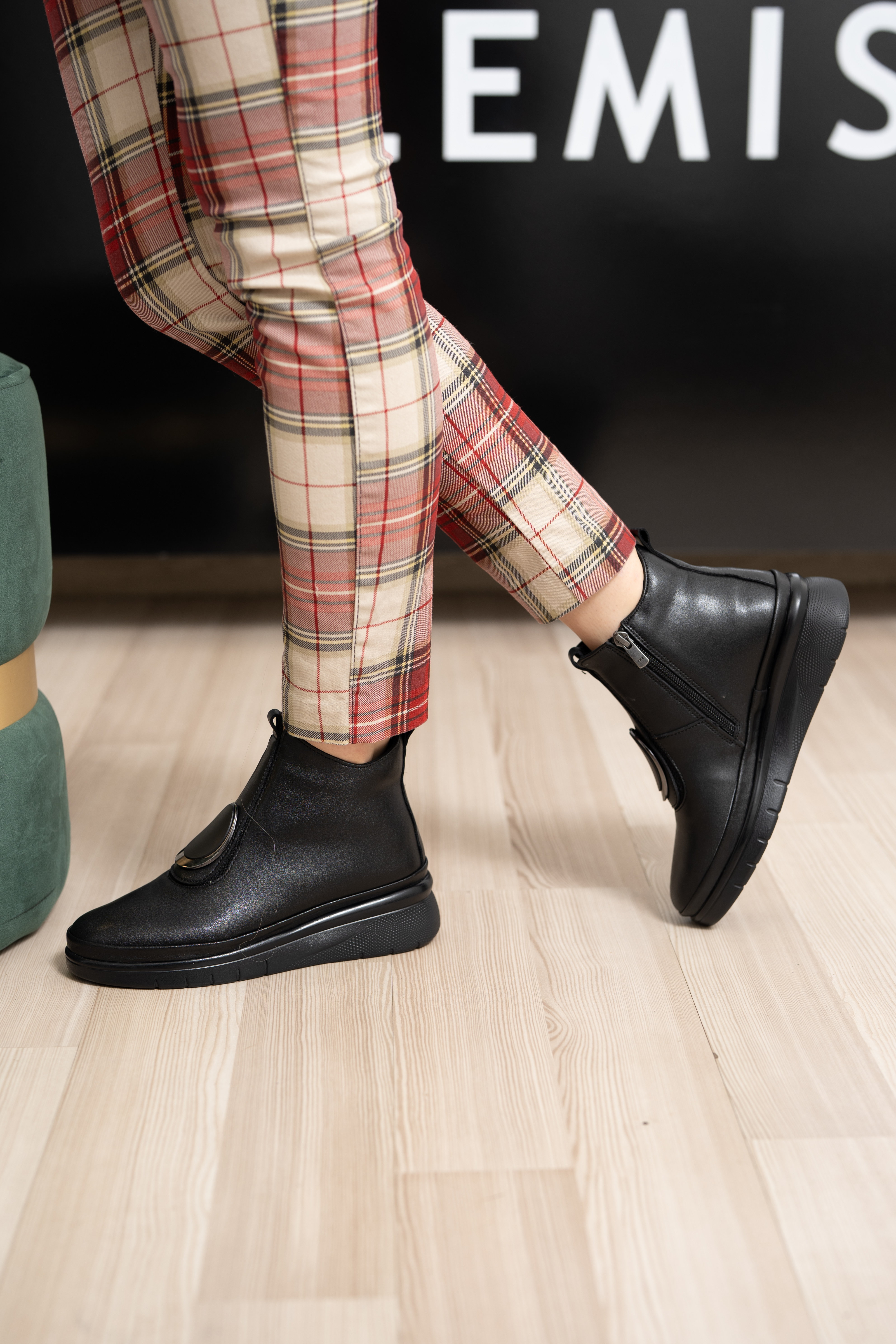 Ghete dama, Glemis, piele naturala - Cod: AS-2508, Culoare: Negru Box, Marime: 38 (24.8 cm)