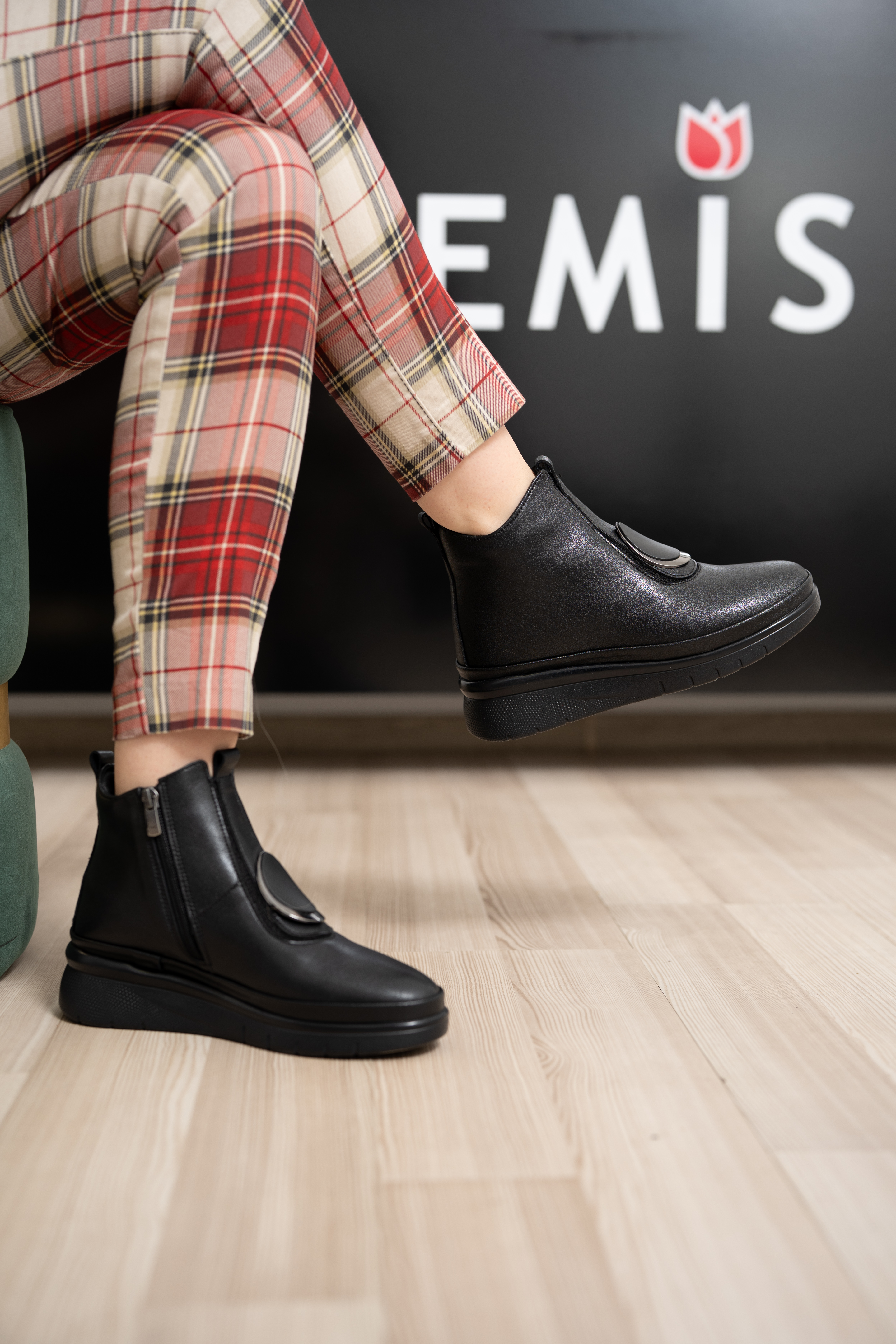 Ghete dama, Glemis, piele naturala - Cod: AS-2508, Culoare: Negru Box, Marime: 38 (24.8 cm)