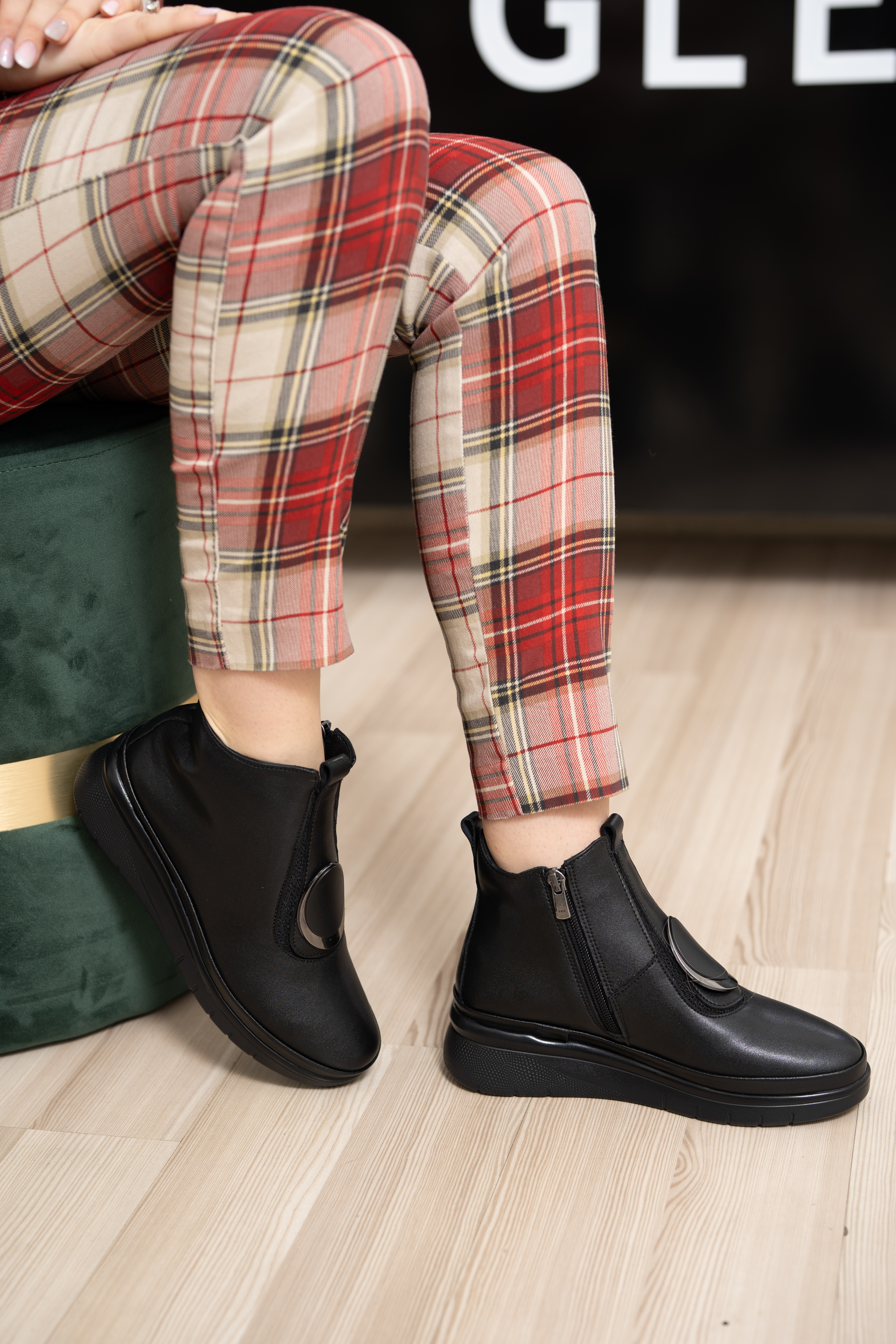 Ghete dama, Glemis, piele naturala - Cod: AS-2508, Culoare: Negru Box, Marime: 38 (24.8 cm)