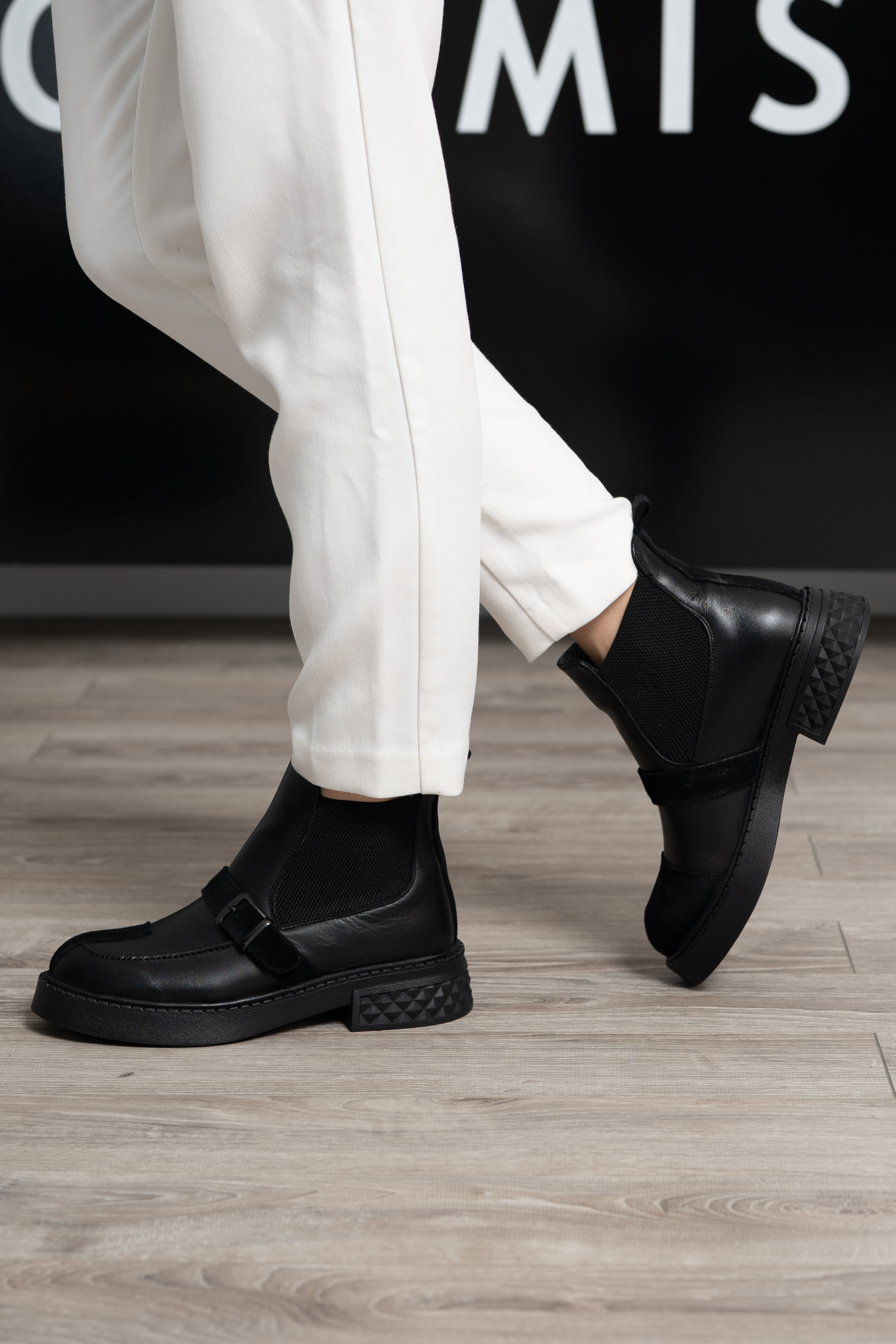 Ghete dama, Glemis, piele naturala - Cod: AS-2525-04, Culoare: Negru Box Velur, Marime: 38 (24.9 cm)